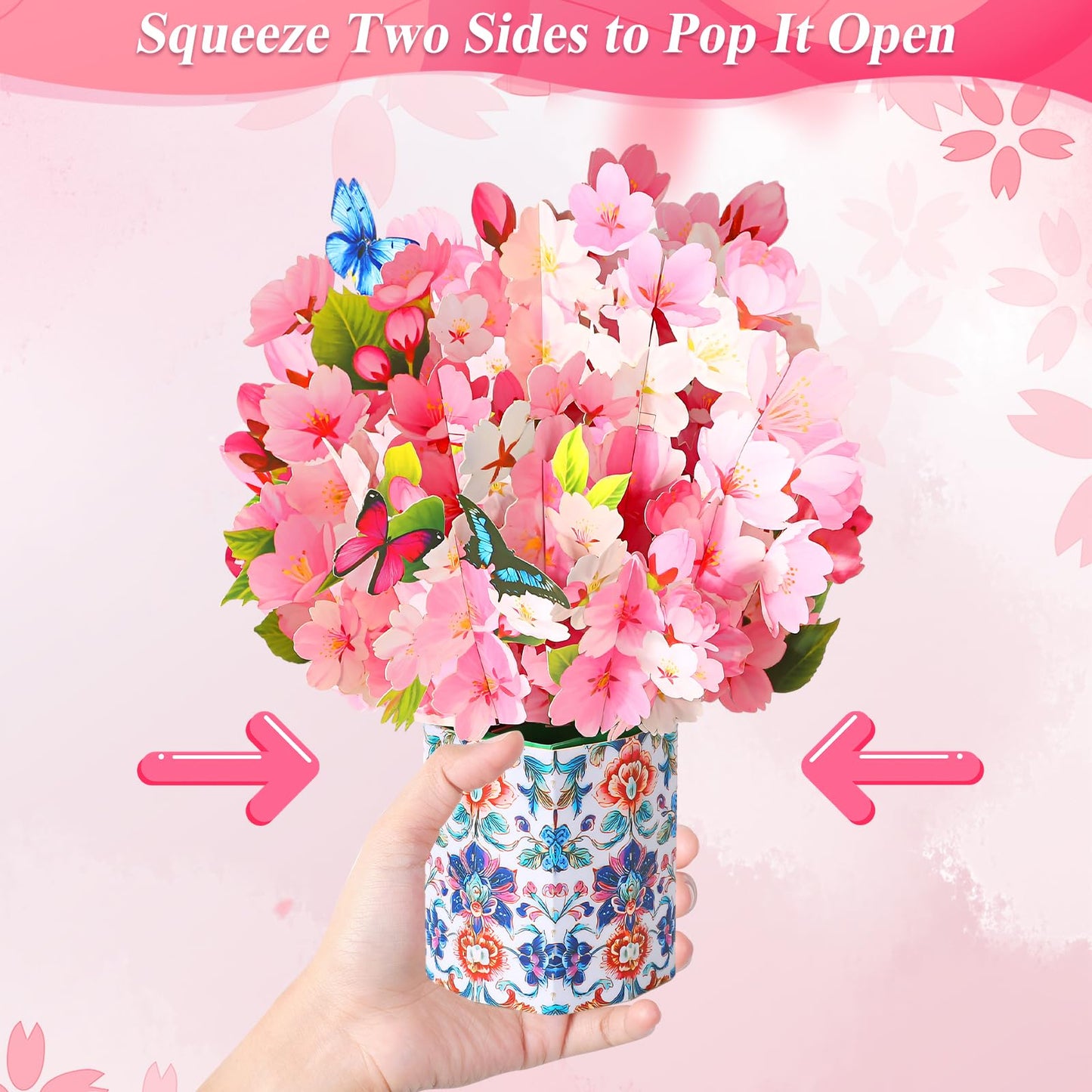 ROADPLUM 10 Pack 3D Pop Up Flower Bouquet Greeting Cards with Envelopes & Message Notes, Paper Flower Cards for Mother's Day, Birthday, Graduation, Anniversary, Congratulations, Get Well Gift