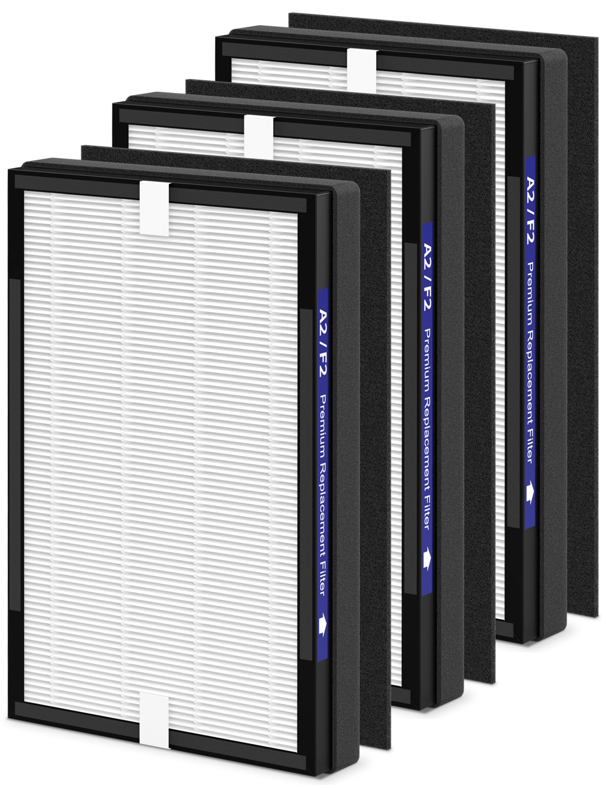 VALZONE 3-Pack A2 F2 Replacement Filter Sets, Compatible with 3M Filtrete F2 Room Purifier Models FAP-C02-A2, FAP-C03-A2, FAP-SC02L, and FAP-T03-A2, Parts # 1150101