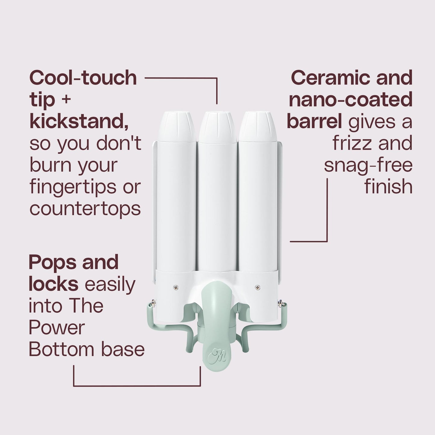 Mane Mane-tain the Waves Hair Kit - 1.25" Waver Styling Attachment + Power Bottom Base for Hair Styling Attachments (2 Count)