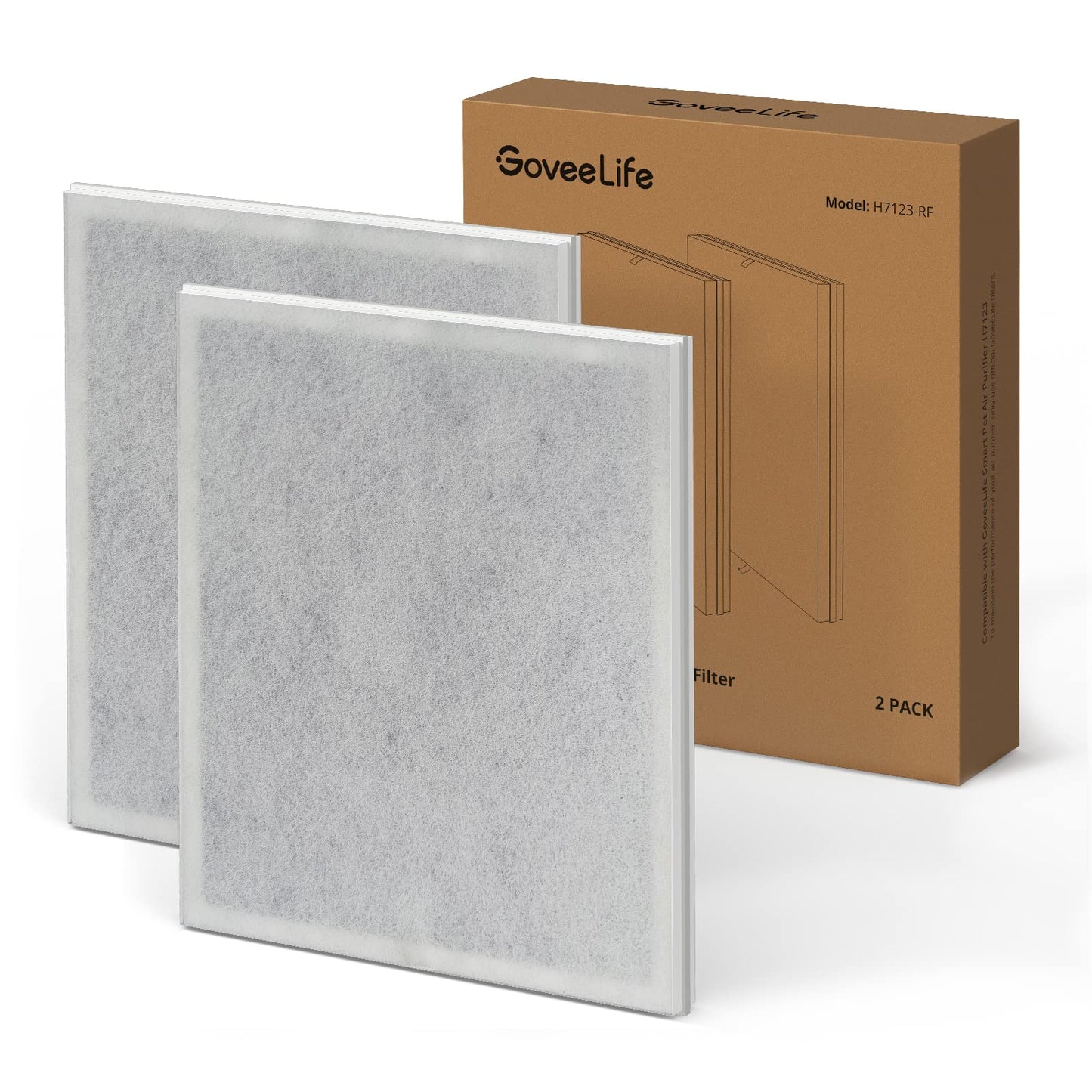 GoveeLife Air Purifier Replacement Filter for H7123101, 4 Layers of Defense, 2 Pack