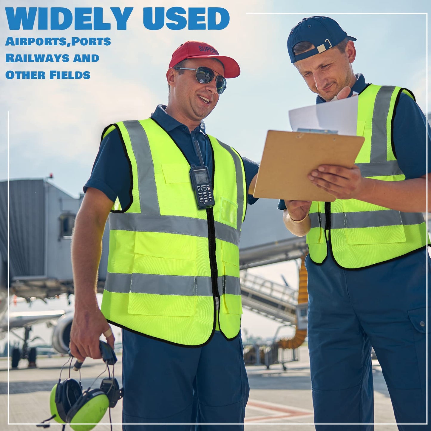 15 Pack Reflective Safety Vests with Pockets and Zipper Construction Work High Visibility Vest for Men Women(X-Large,Fluorescent Green)