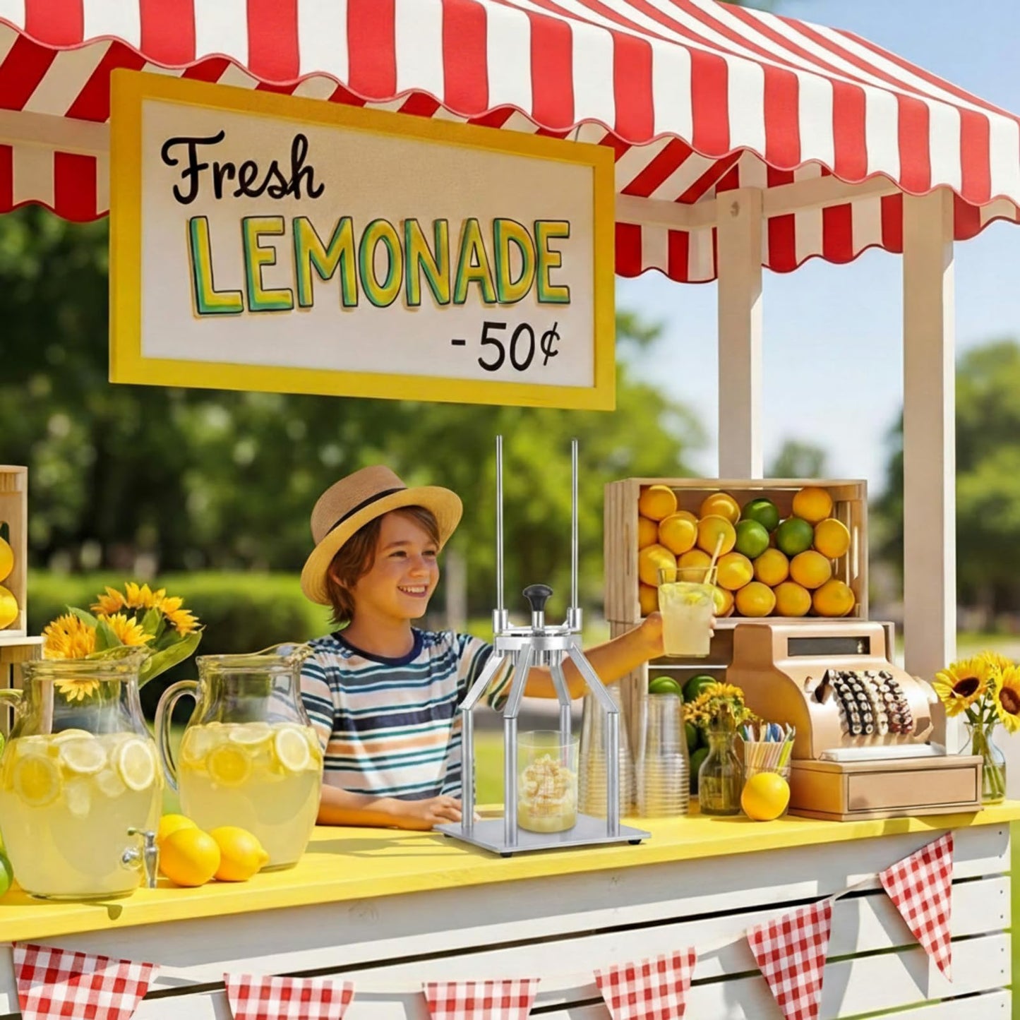 FoldTier Lemon Slicer Accessories Chrome Wedger Stand (Only)11 Inch Fruit Cutter Iron Blade Fruit Lime Slicer Easy to Use Lemonade Base for Summer Bar Restaurant Supplier Lemon Party(Silver,Circle)