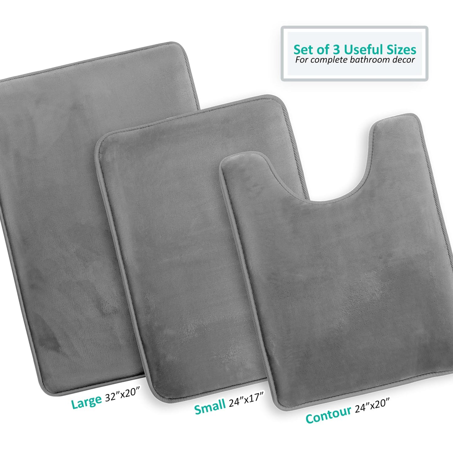 Clara Clark Bathroom Rugs, Velvet Memory Foam Bath Mat, Non-Slip Bath Rugs, Machine Wash, Dries Quickly, Ultra Soft Plush Bath Mats for Bathroom,