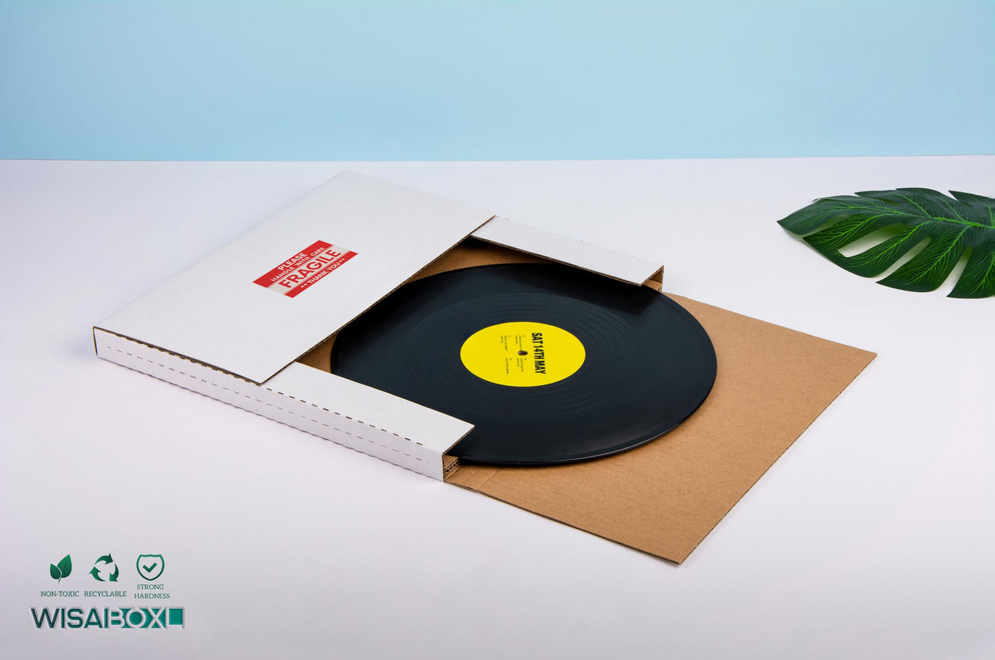 Wisaiboxl White Vinyl Record Mailers 12.8x12.8x1 inch LP Mailing Corrugated Cardboard Boxes, Easy Fold, Multi Depth Album Shipping Boxes with Fragile Stickers, 15 Pack