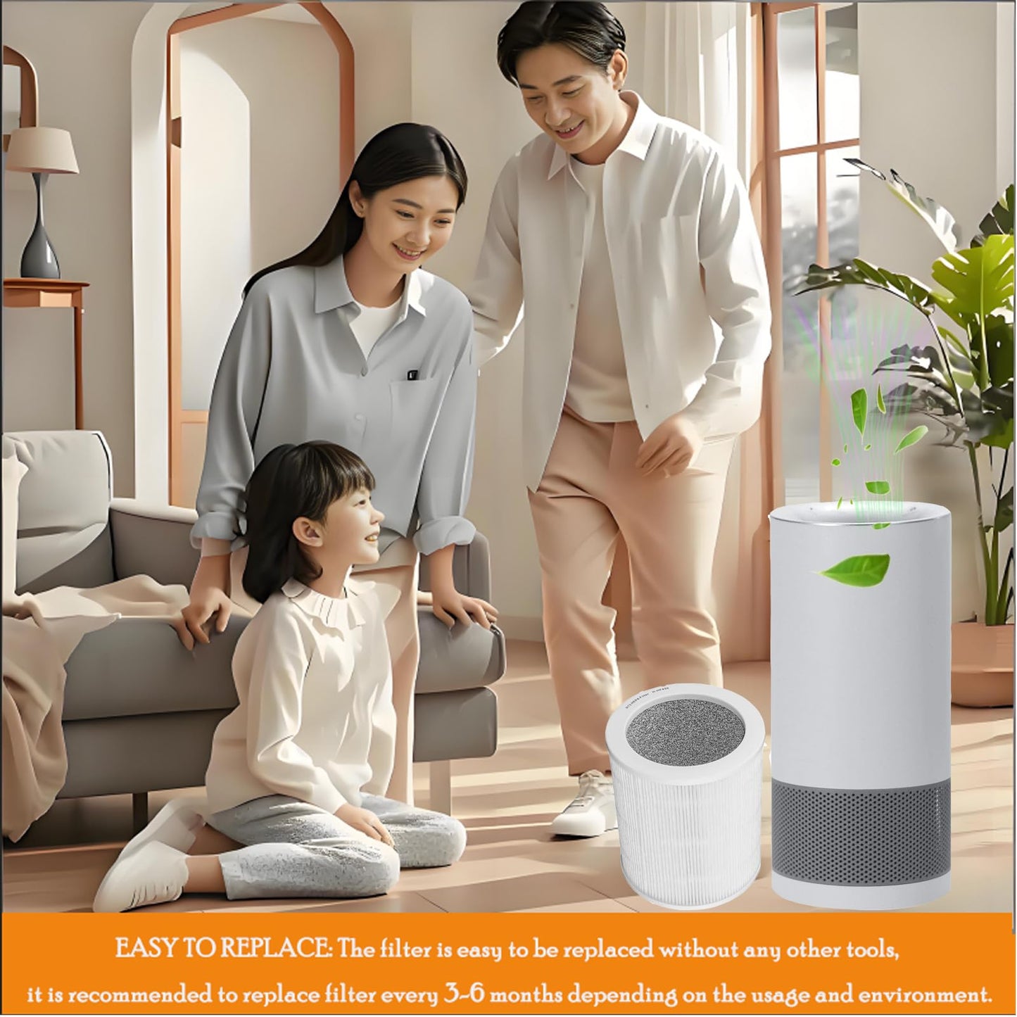 HP450 Filter Replacement For Hunter HP450UV / H-HF450-VP Cylindrical Tower Air Purifie, 2 H13 True H-EPA Filter + 4 x Activated carbon, used for Kitchen,Living Room,Bedroom,Office