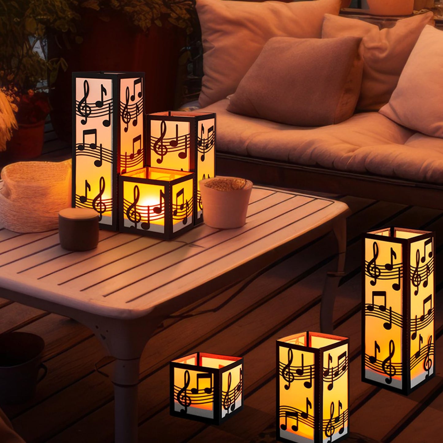 Rossesay 24 Pcs Music Centerpieces for Table 3 Size Music Note Paper Lantern Boxes Table Ideas Decorations for Musical Room Party Decorations Wedding Birthday (Classic)
