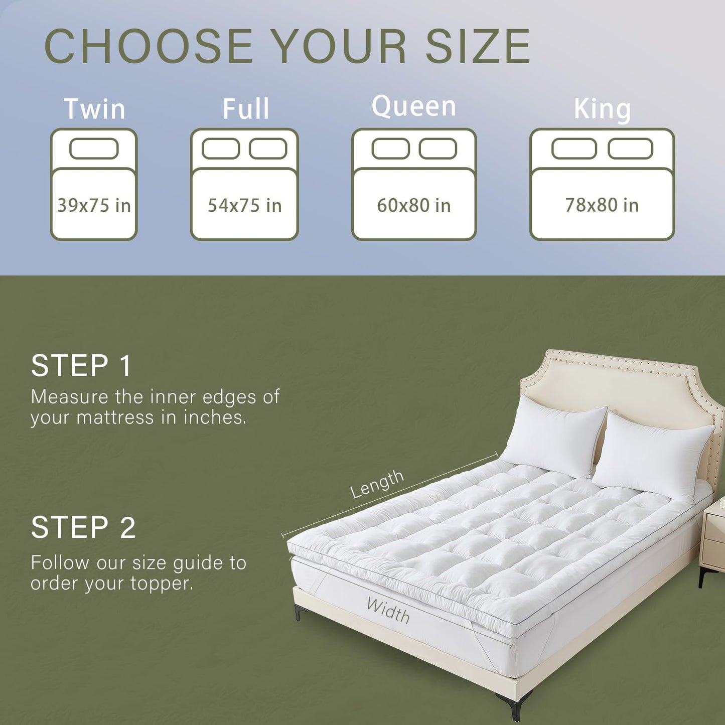 Aodenge 2 Inch Memory Foam Mattress Topper Queen for Back Pain, Extra Soft Pillow Top Mattress Topper, Fluffy Shredded Memory Foam Filled