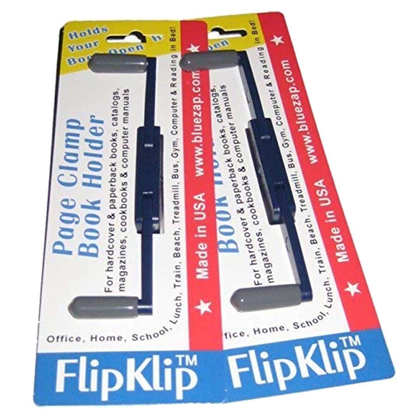 FlipKlip Portable Book Page Holder for Hands Free Reading in Bed, on The Go, on The Treadmill & Exercise Bike - Works on Hardcovers, Paperbacks, Magazines, and Comic, Art, Piano and Recipe Books