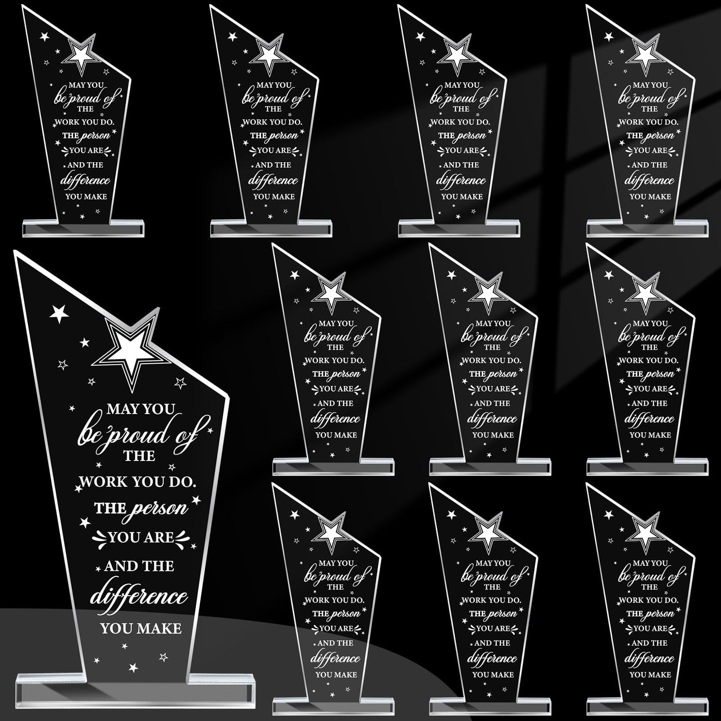 10Pcs Employee Appreciation Awards Gifts Inspirational Thank You Acrylic Trophy for Coworker May You Be Proud of The Work You Do Prizes Giftsfor Adults Employee Party Office Decorations