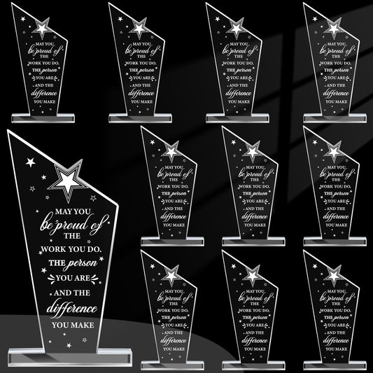 10Pcs Employee Appreciation Awards Gifts Inspirational Thank You Acrylic Trophy for Coworker May You Be Proud of The Work You Do Prizes Giftsfor Adults Employee Party Office Decorations