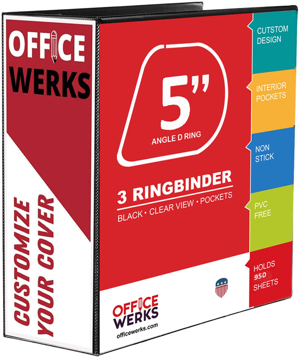 Extra-Large 3-Ring Binder | Heavy-Duty 5-Inch D-Ring Office Organizer | Crystal Clear Overlay View Binder | Archival-Grade Legal Storage | Holds 950+ Sheets | Interior Pockets | Pack of 2