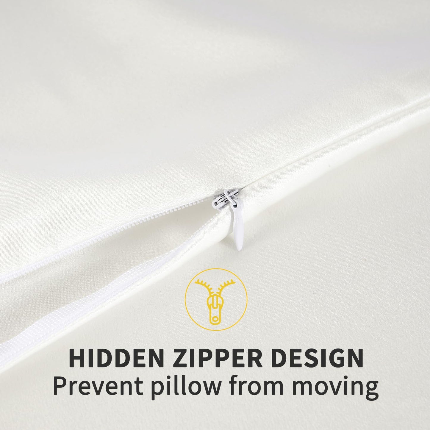 ZIMASILK 100% Pure Mulberry Silk Pillowcase for Hair and Skin Health,Soft and Smooth,Both Sides Premium Grade 6A Silk,600 Thread Count,with Hidden Zipper,1pc (King 20''x36'',Ivory)
