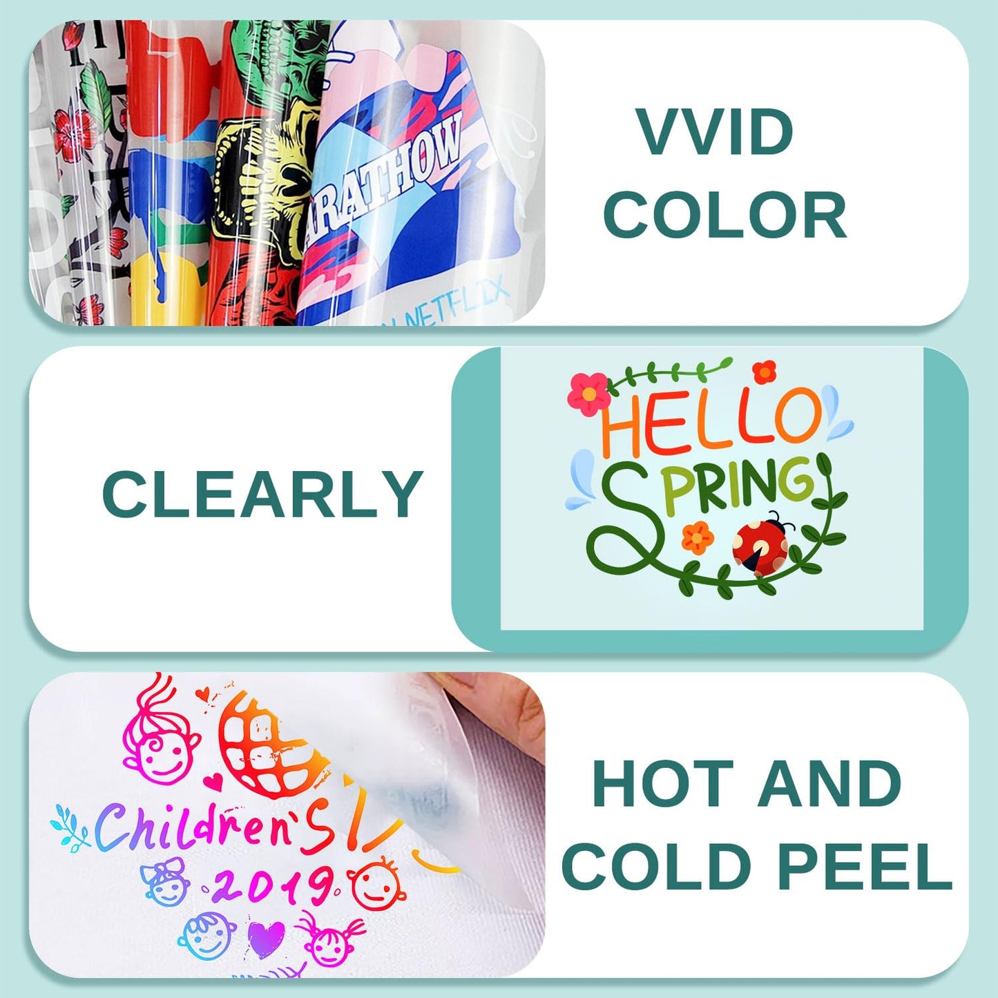 DTF Transfer film roll 13" x 328ft,Transfer Paper Double Sided Glossy Clear PreTreat PET Heat Transfer Paper, Cold and Hot Peel for Epson Inkjet Printer Direct Print on T shirts Textile