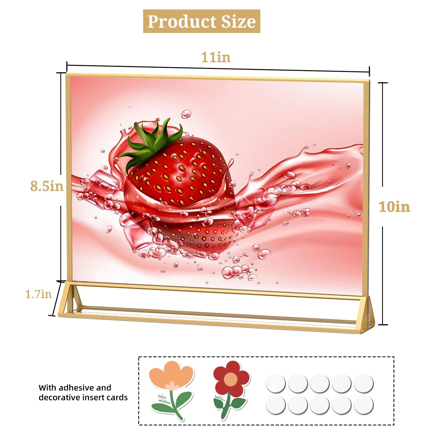 PPH-Sisy Clear Acrylic Sign Holder 11x 8.5 Horizontal Double Sided Gold Frame Flyer Holder for Wedding Table Number Menu Holder (6pcs)