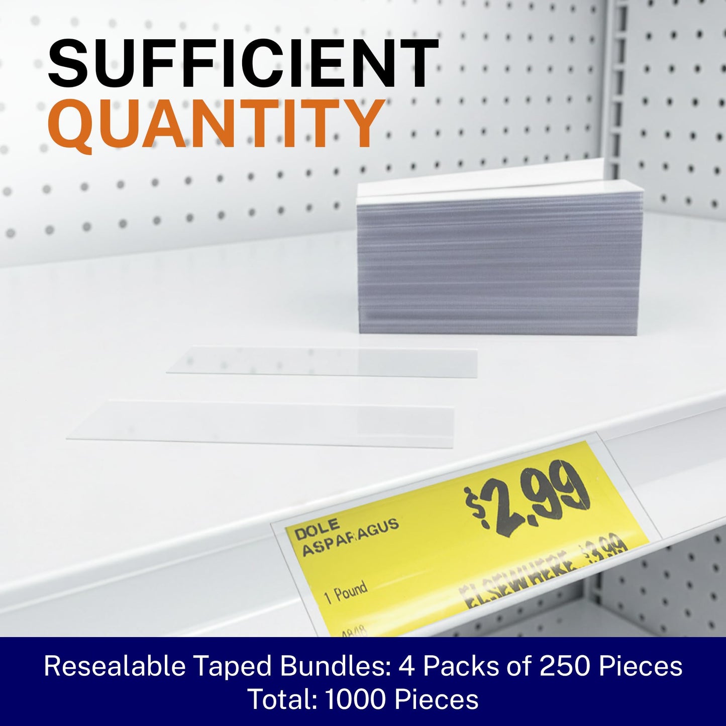 CinchSigns Clear Plastic Label Holder - Shelf Price Tag Holder, 1000 Count Bulk Bundle - 10mm Thick Glossy Chips for Retail Merchandising, Warehouses and Professional Store Display - 3.5"L × 1.25"H