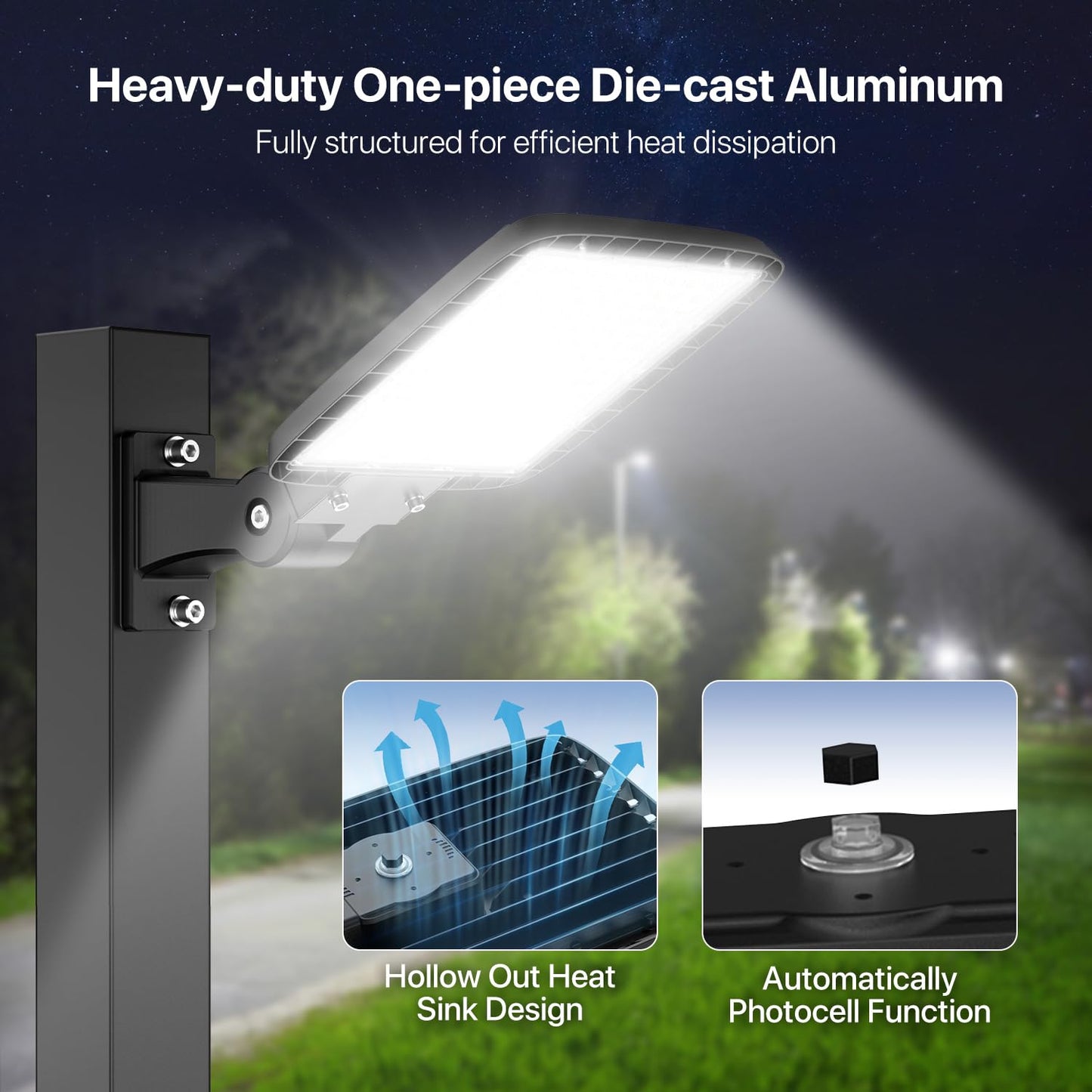 150W Parking Lot Light, LED Flood Light Outdoor 22500LM 5000K Adjustable Arm Mount LED Street Light with Dusk to Dawn Photocell 120V IP65 Waterproof LED Shoebox Light Outside for Yard Warehouse Barn