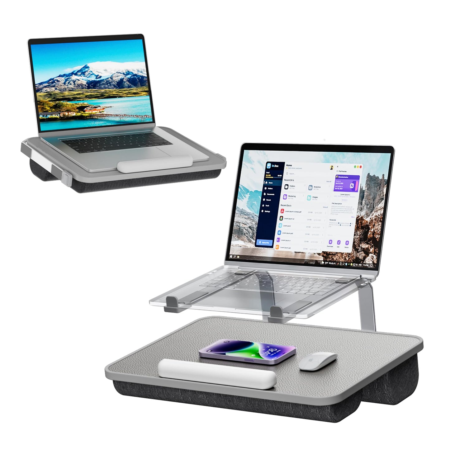 V-Hold Laptop Lap Desk with Foldable Stand, Lightweight Laptop Stand for Bed, Fits up to 15.6" Laptops & MacBook, Lightweight Lap Tray Table with Pillow Cushion for Bed & Couch