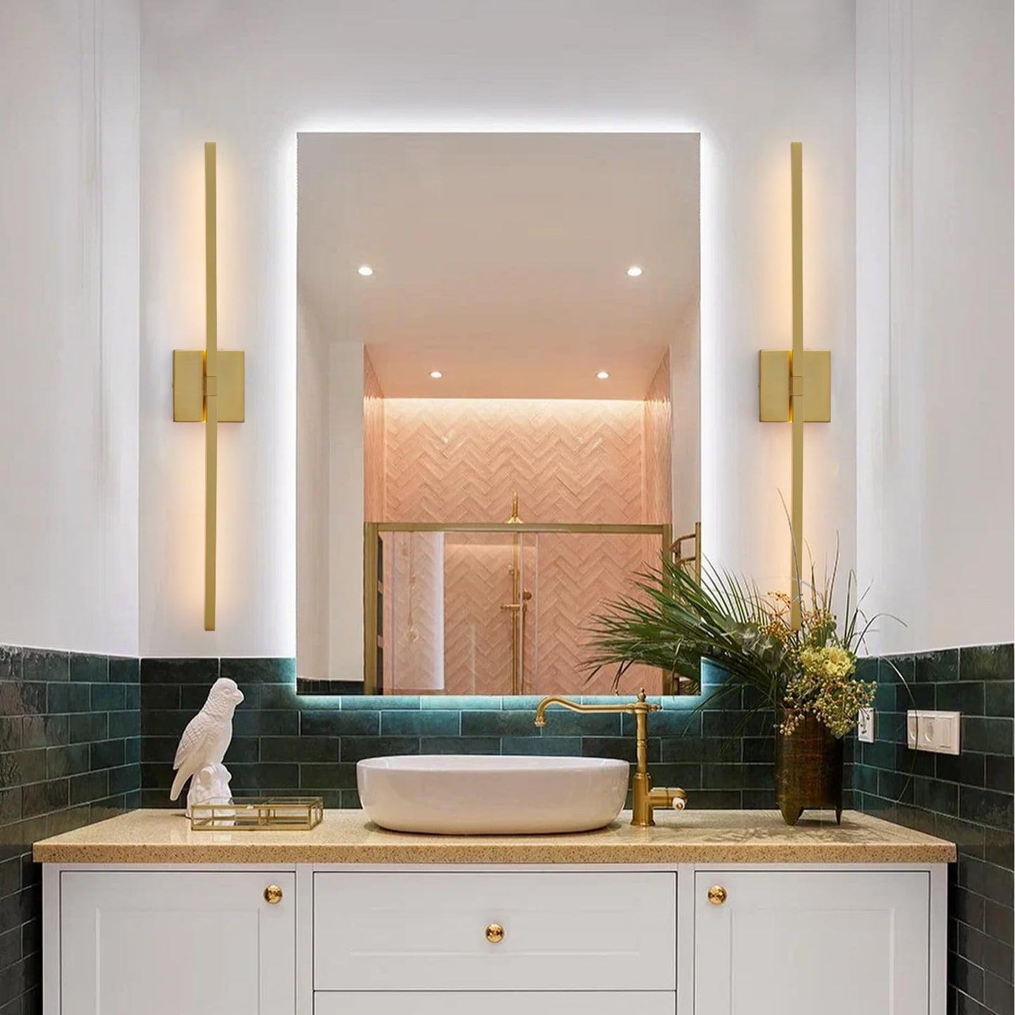 CCYCOL Gold Bathroom Vanity Light Fixtures - 30 inch Rotatable Modern 5CCT LED Vanity Lights for Bathroom Lighting Fixture Over Mirror Dimmable Bathroom Wall Sconce