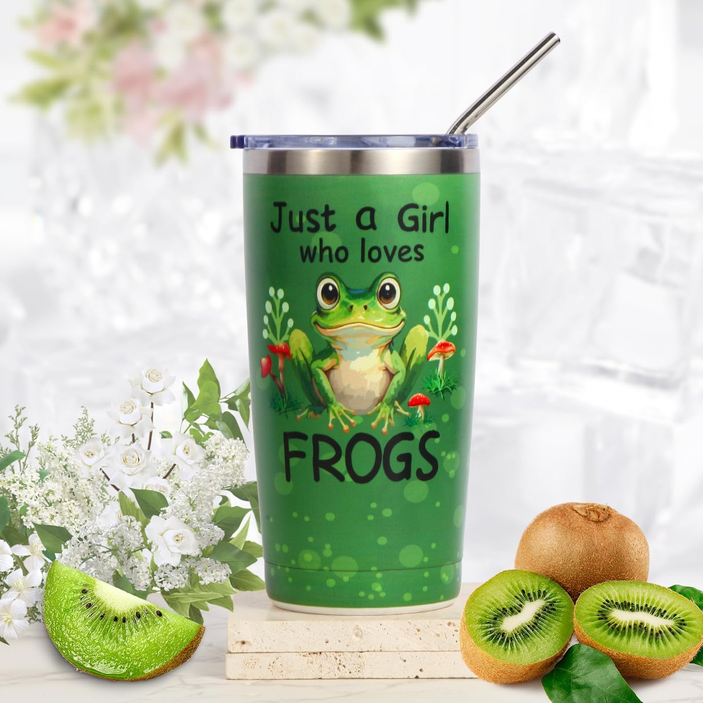 Bayelove Frog Gifts for Women Frog Lovers Stuff Gifts Include Hair Tie 20oz Tumbler Mug Keychain Makeup Bag Socks Bracelet Card for Women Christmas Birthday