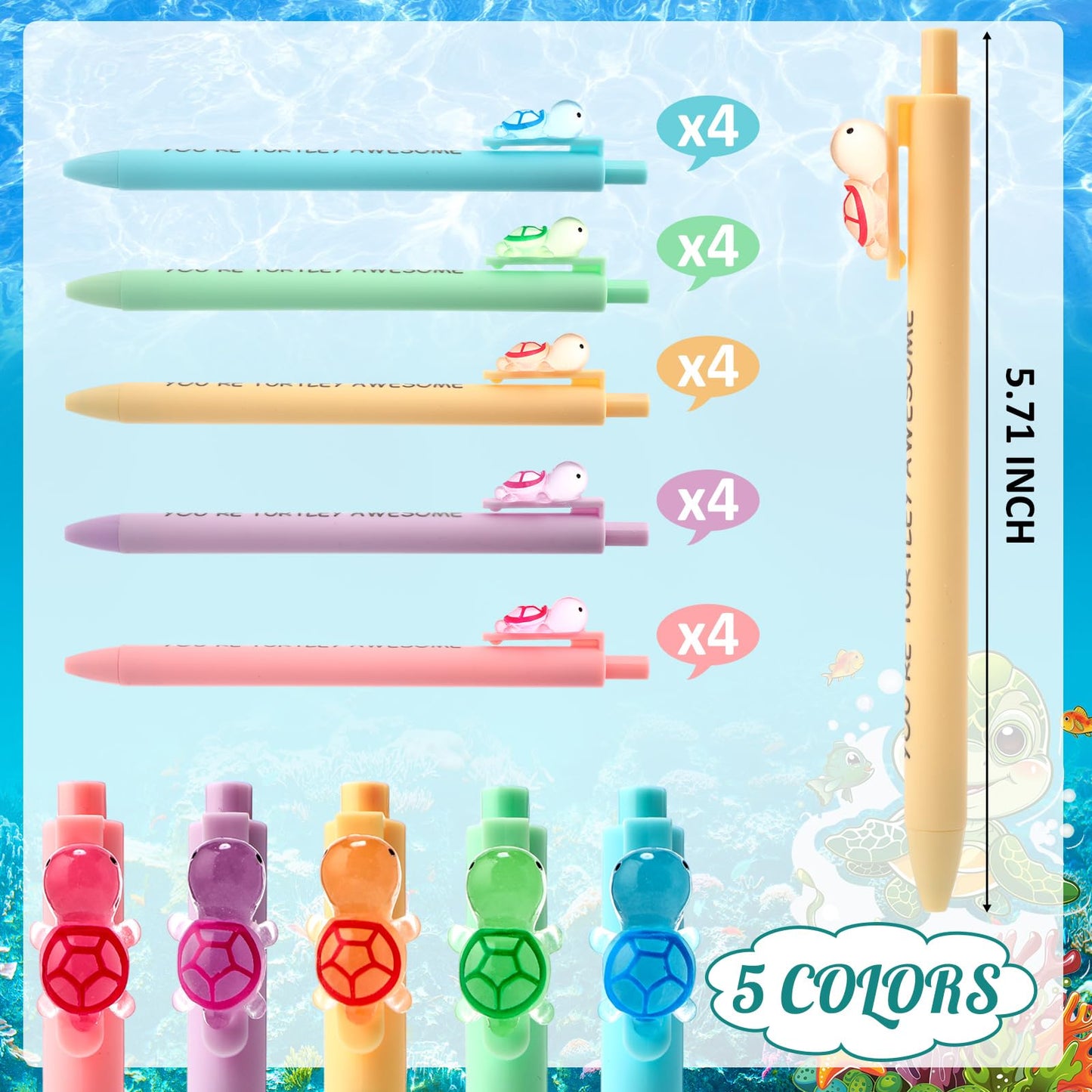 Resurhang 20 Sets Inspirational Turtle Gifts Includes 20 Turtles Spiral Notebooks 20 Glowing in the Dark Ballpoint Pens Employee Appreciation Gifts Bulk for Coworker Staff Team Turtle Lovers