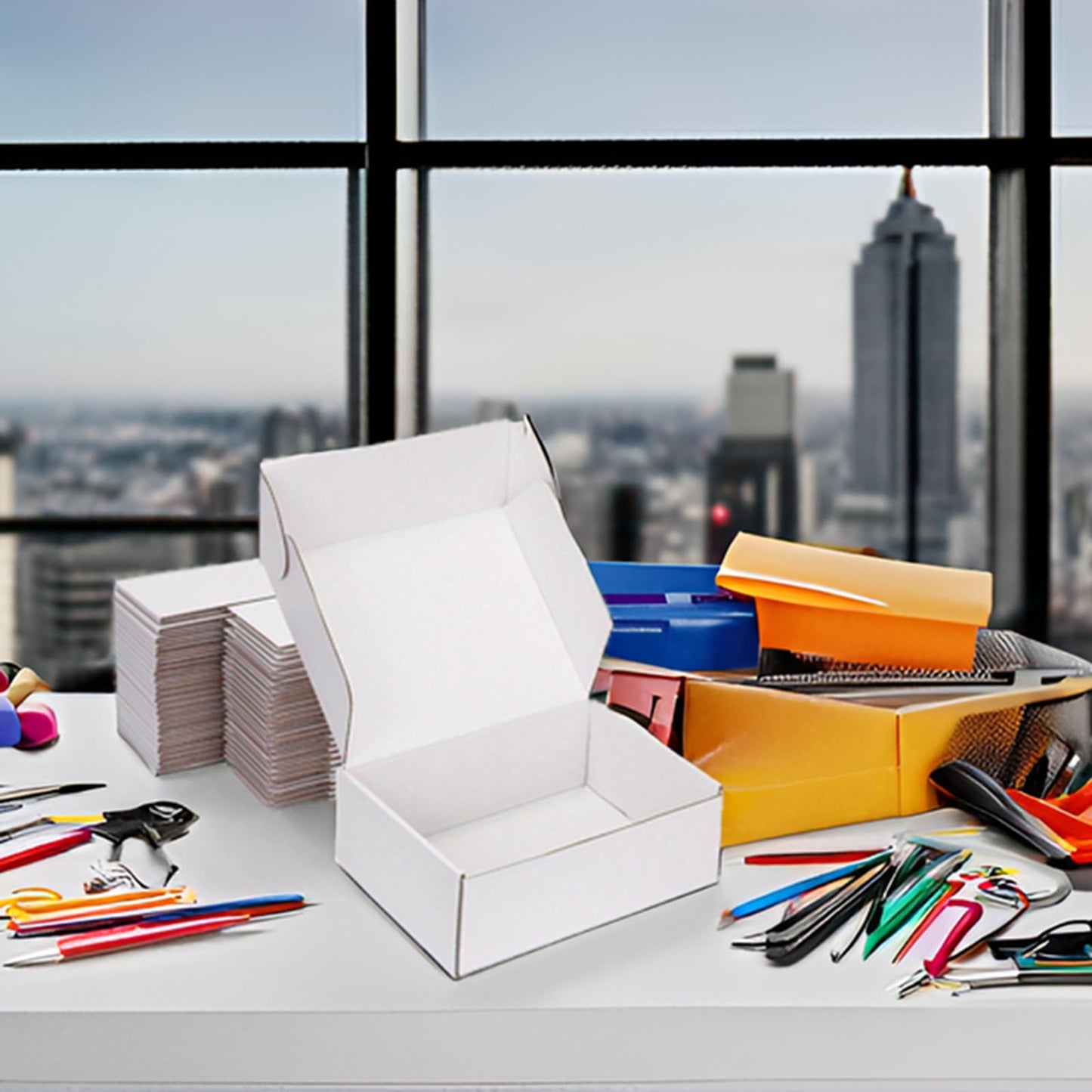 DUZCLI Small Shipping Boxes 8x6x3 Inch (25 Pack) - Sturdy White Corrugated Cardboard Boxes for Small Business, Ecommerce, Mailing & Packaging | Recyclable Gift & Storage Boxes