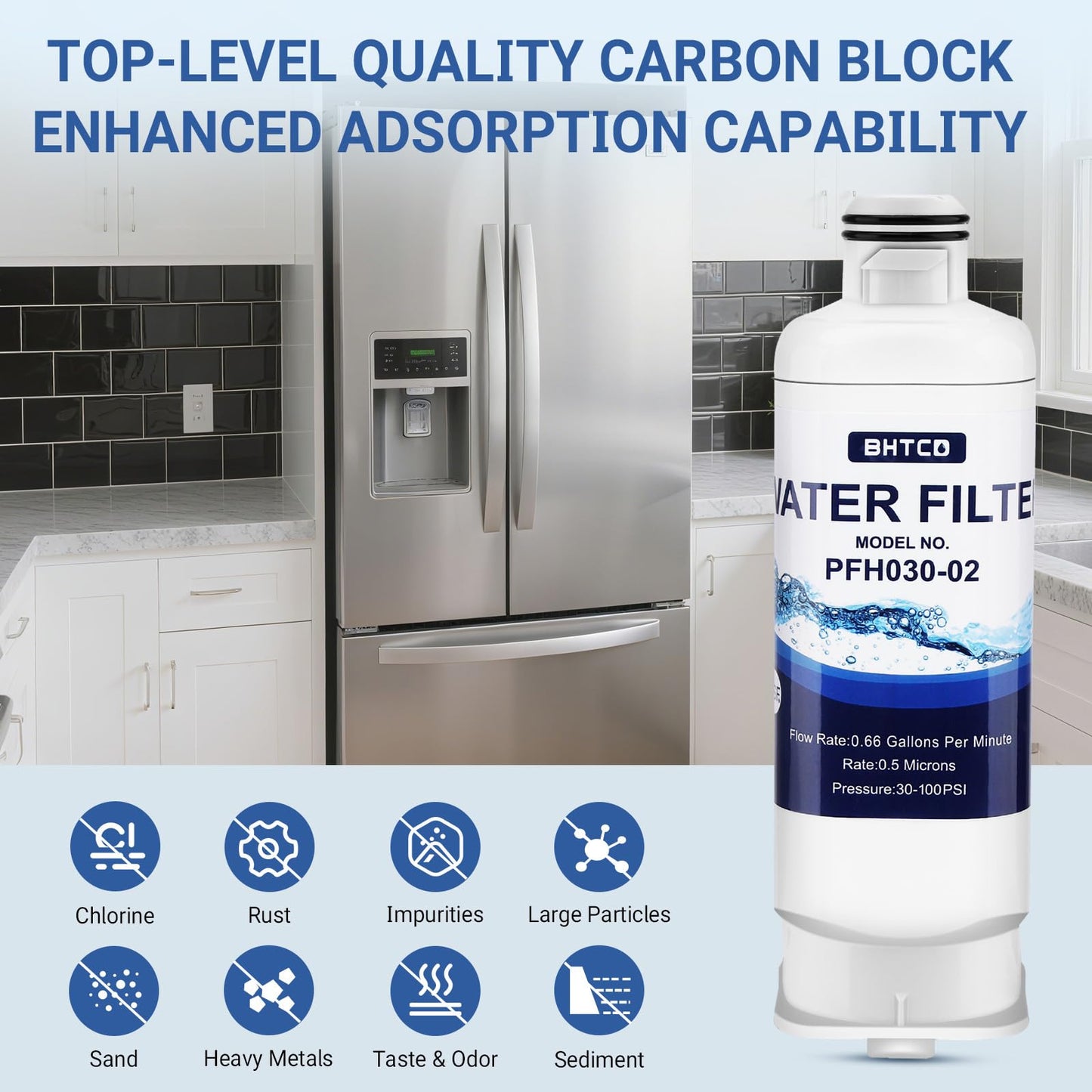 Water Filter for Samsung RF23BB8600QLAA/ RF30BB6600QLAA/ RF30BB660012AA/ RF30BB6200QLAA/ RF29BB8600QLAA/RF29BB860012AA/ RF30BB620012AA Refrigerator Replacement - 4 PCS