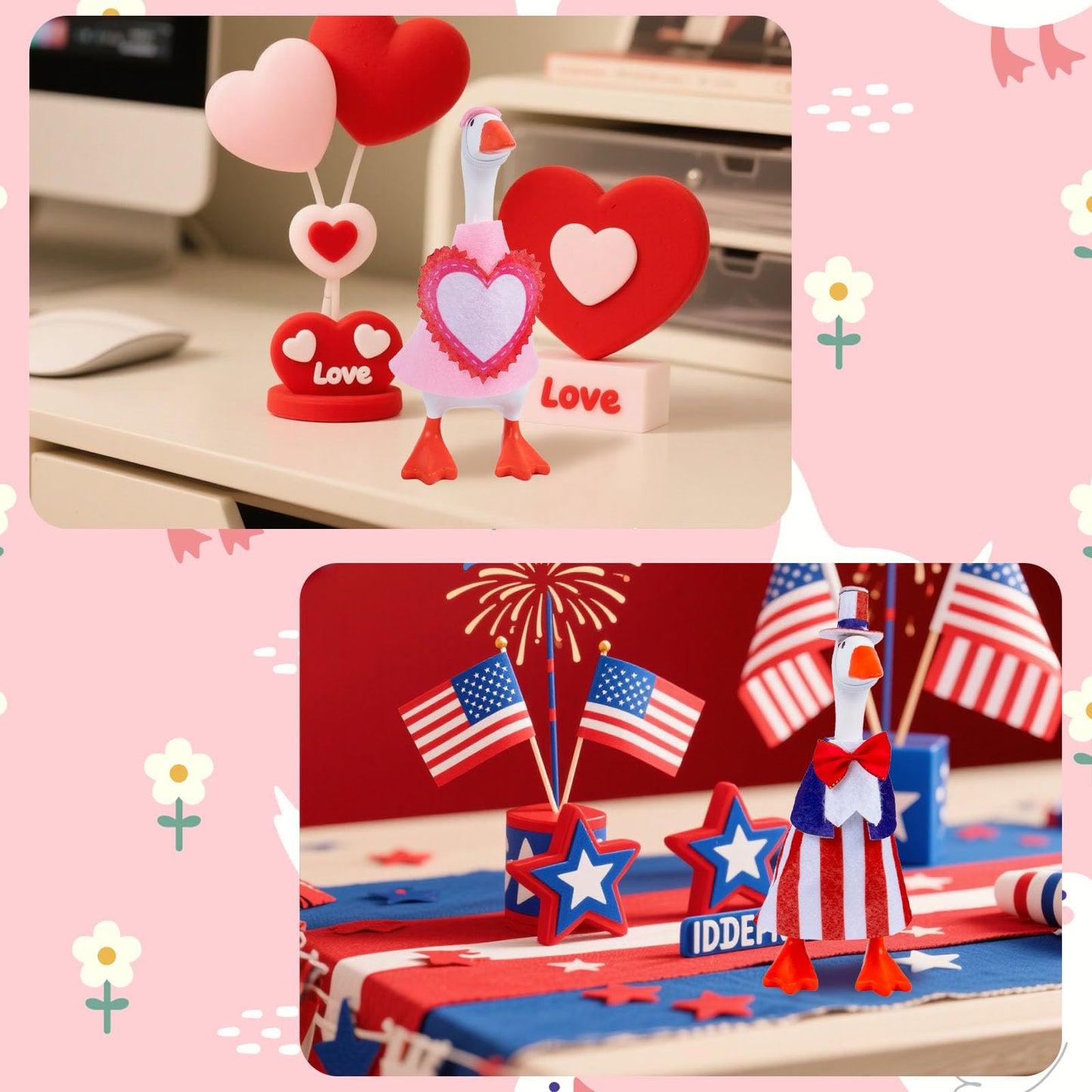 Neowedding 8 Set Desk Goose Outfits Holiday Set – 7 Inch Goose Outfits Felt Clothes, Cute Decor Accessories for Magnetic Desk Geese or Duck Statue for Spring, ‌Summer, Independence Day and more