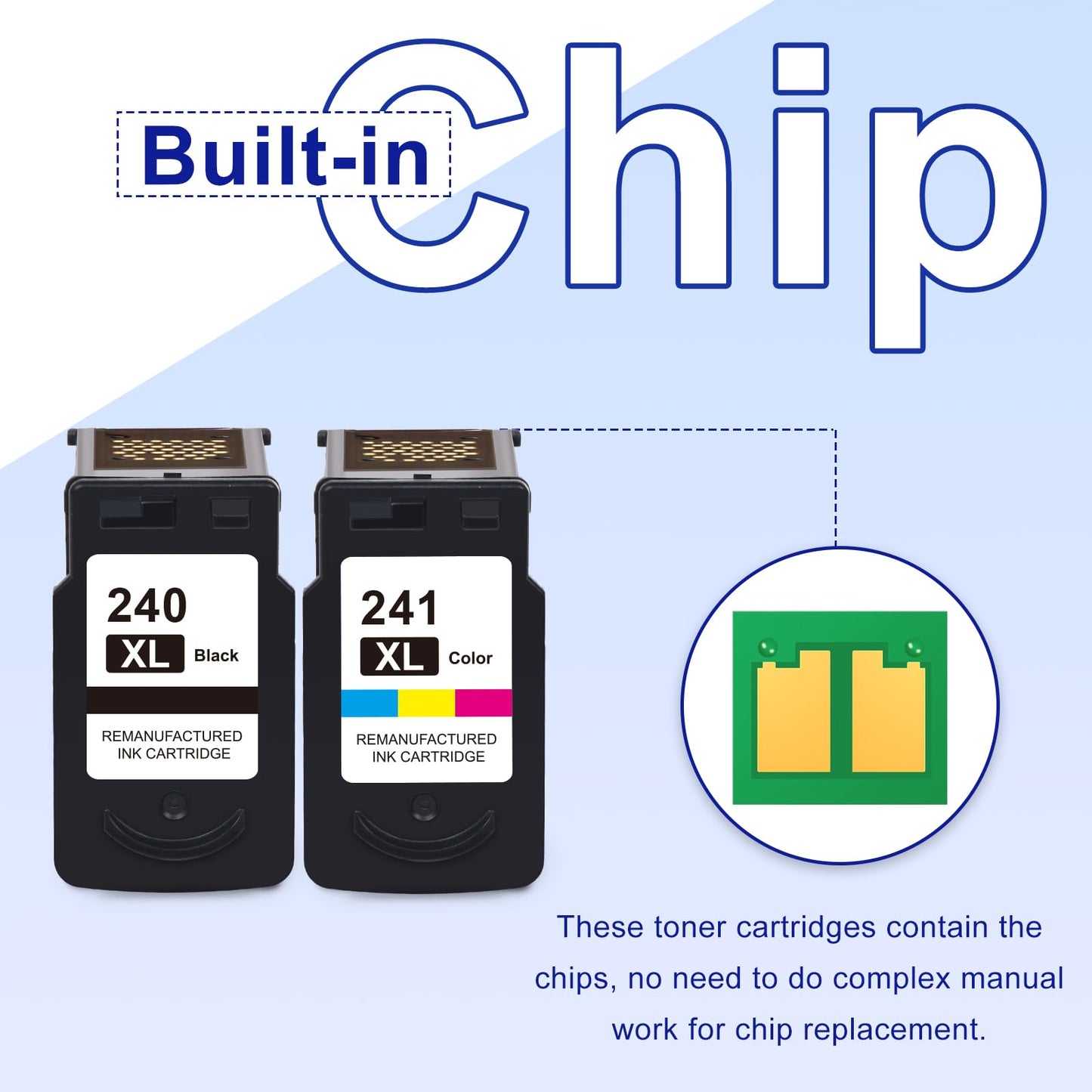 GRESINLY PG-240 XL/CL-241 XL Ink Cartridges Replacement for Canon 240XL 241XL Combo Pack 240 241 for Canon PIXMA MG3620 TS5120 MG3520 MG3600 MG3220 MX472 Printer (1 Black, 1 Tri-Color, 2 Pack)