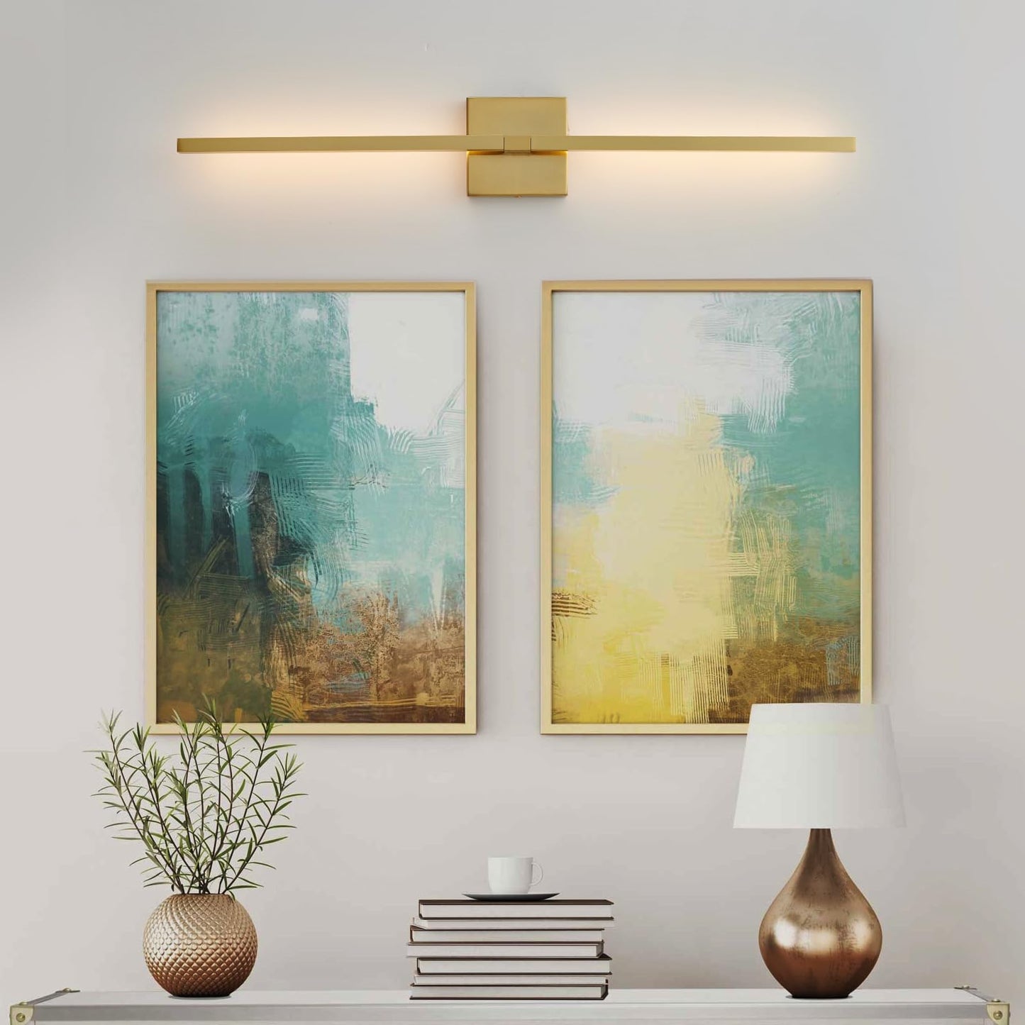 CCYCOL Gold Bathroom Vanity Light Fixtures - 30 inch Rotatable Modern 5CCT LED Vanity Lights for Bathroom Lighting Fixture Over Mirror Dimmable Bathroom Wall Sconce