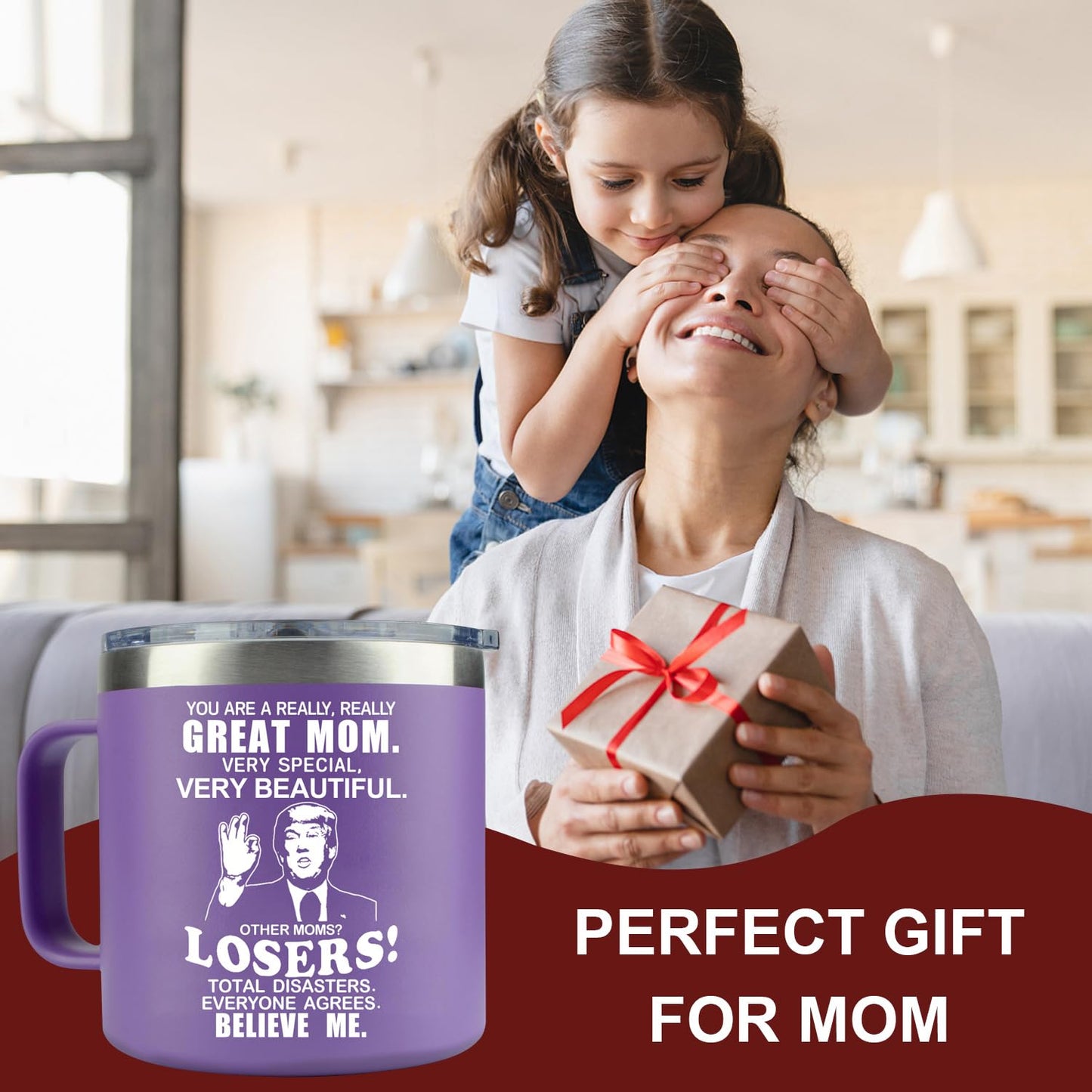 LEIOH Mothers Day Gifts for Mom from Daughter Son,Christmas Birthday Gifts Ideas for Moms,Gift for Mama,Wife,Mother,Thank You Gift for Mom Coffee Mug,14 Oz Stainless Steel Tumbler Cup