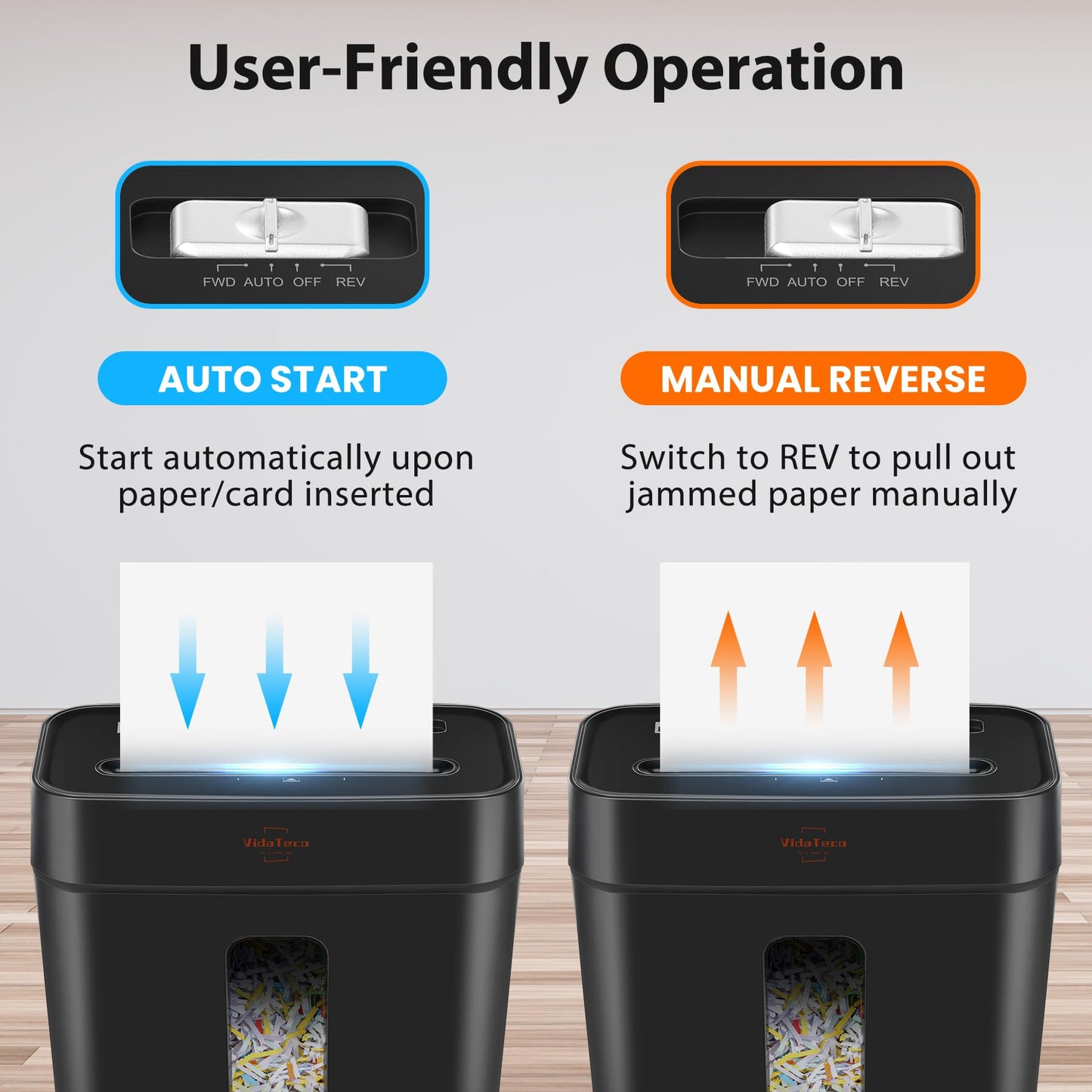 VidaTeco 8-Sheet Cross Cut Paper Shredder, P-4 High Security Shredders for Home Office & Small Commercial Use, Anti-Jam & Overheat Protection, Shreds Credit Card, Staple & Paper Clips, 3.04-Gallon Bin