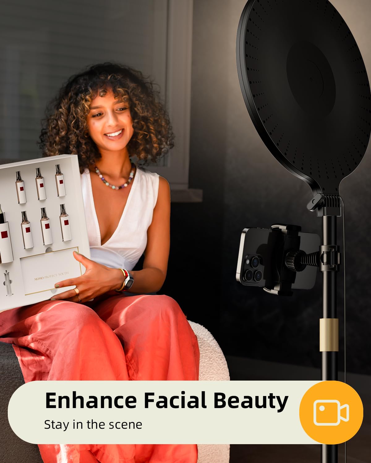 10.5" Ring Light with Stand and Phone Holder - 72" Tripod for iPhone with Light, Professional Led Ringlight for Video Recording/Make up/Streaming, Full Screen Light Ring for YouTube, Tiktok (Black)