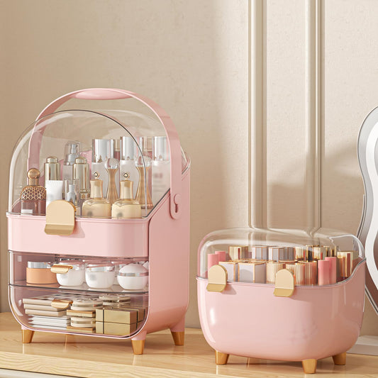 Makeup Organizer, Skincare Holder Bathroom Counter Organizer, Storage Box Cosmetic Display Cases, Teen Girl Gifts Trendy Stuff Make up Organizers for Vanity, Dresser, Countertop (Pink)
