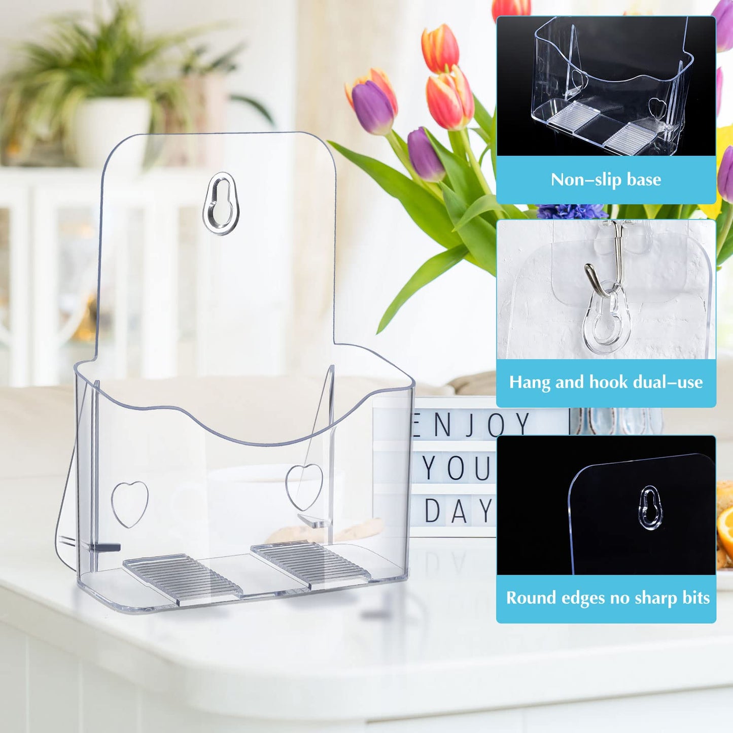 Chinco 10 Pack 6x8 Inch Acrylic Brochure Holders Bulk Commercial Menu Stands, Wall Mountable Display for School, Restaurants, Wedding, Literature, Pamphlets, Flyers and Trifold Documents