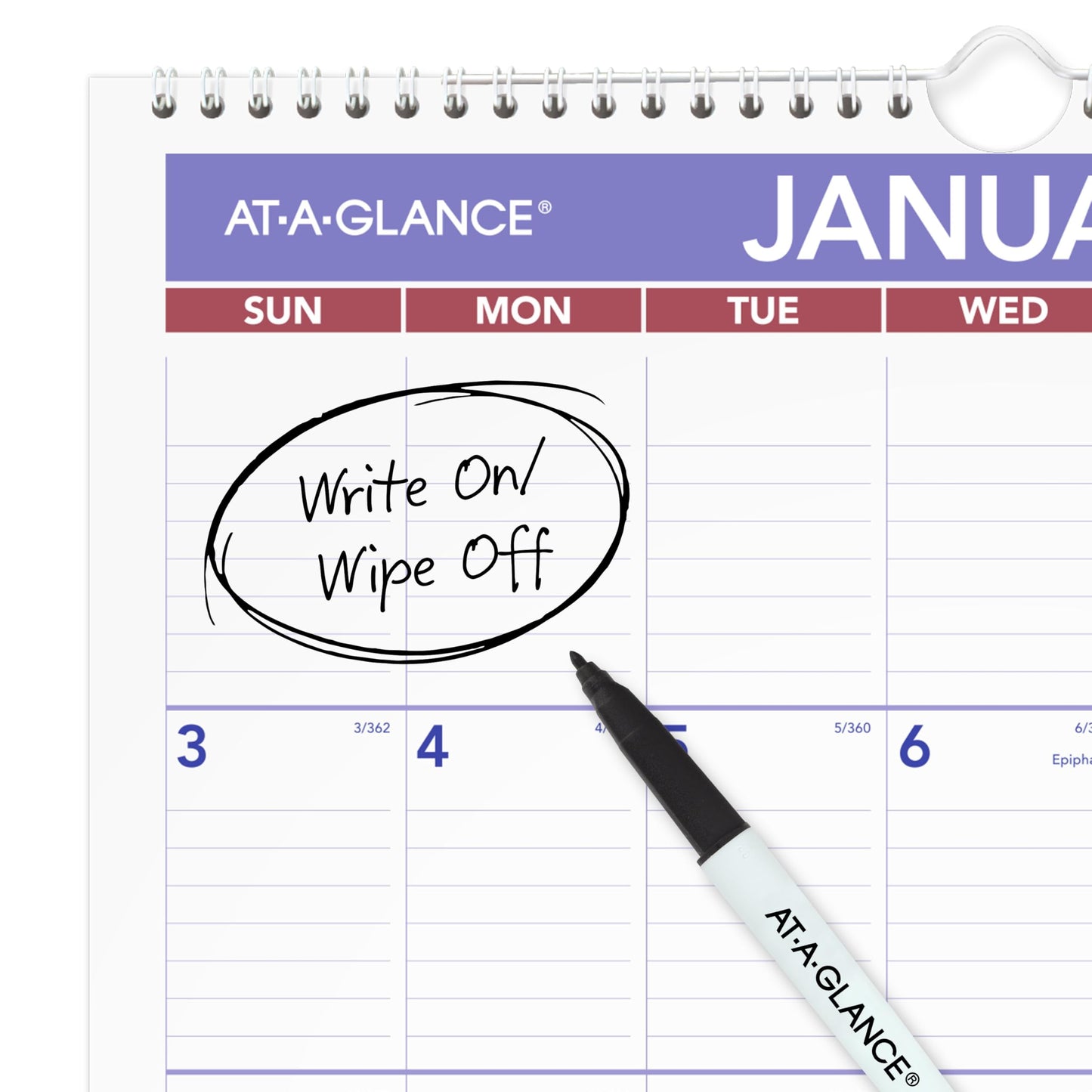 AT-A-GLANCE 2027 Erasable Calendar, Dry Erase Wall Planner, 12" x 17", Monthly, Marker Included (PMLM022827)