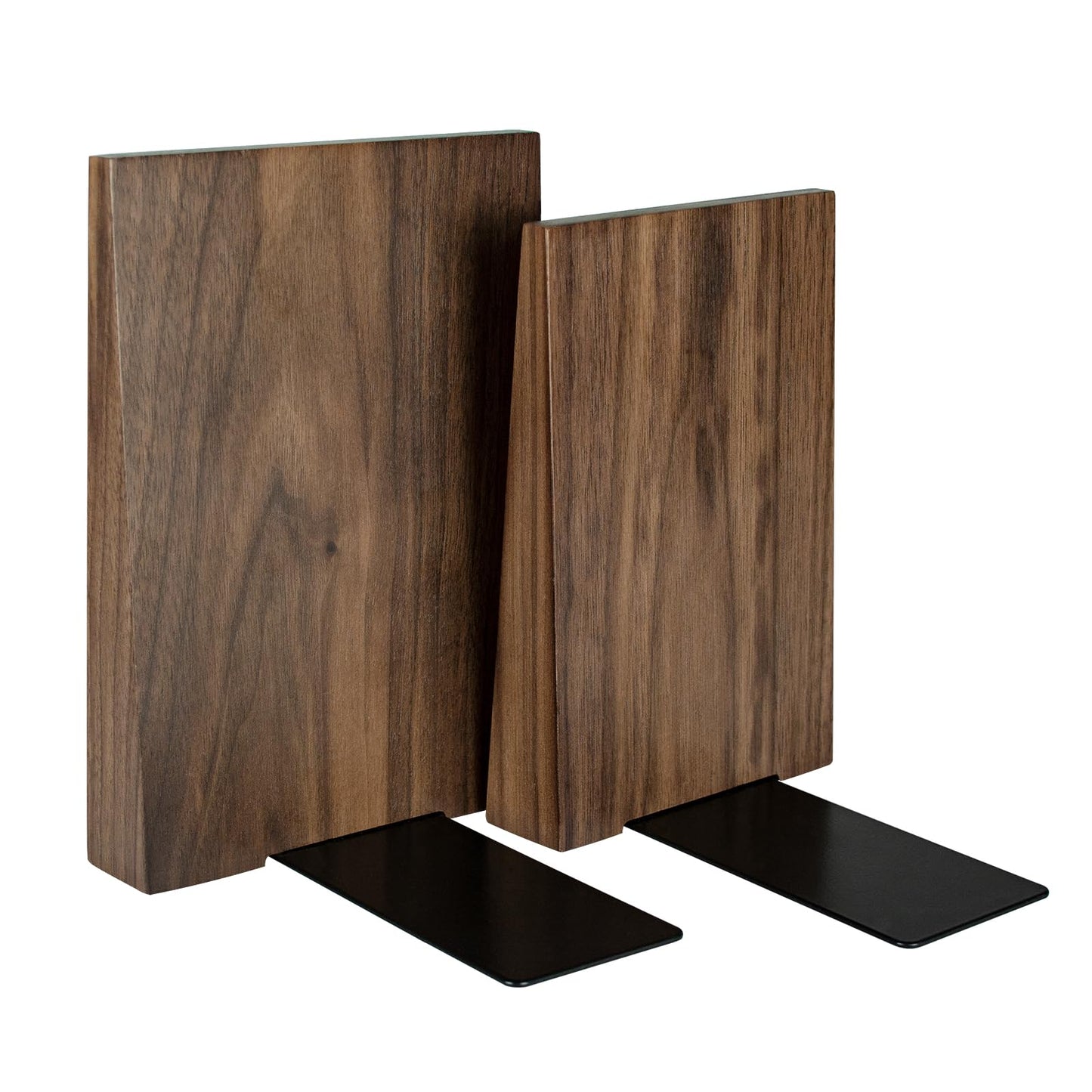 Luxdecor Walnut Book Ends Hold Heavy Books-7x6x5in Wood Bookends for Office Desk Non Skid, Decorative Walnut Bookend 2pack, Triangle Style