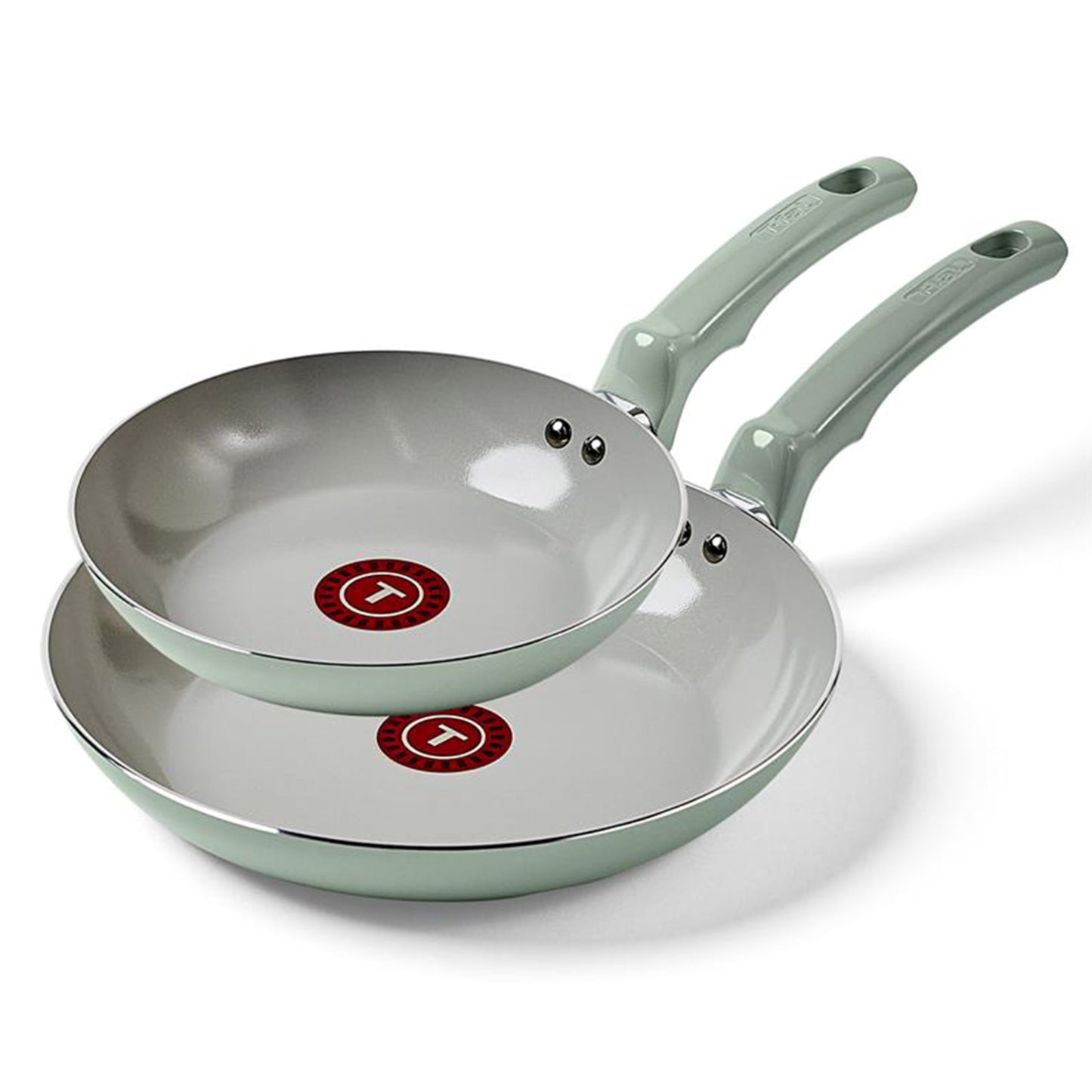 T-Fal Refresh Ceramic Nonstick Frying Pan 2-Pc Set, 8" & 10", Oven Broiler Safe up to 350°F Cookware, Ceramic Frying Pan Skillet, Pots & Pans, Mint Green