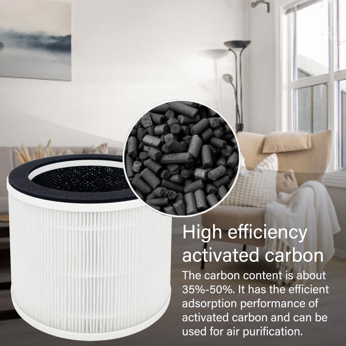 2 Pack AP-T100FL Replacement Filter for HoMedics AP-T100 AP-T95 Smart Air Purifier, 3-in-1, H13 True HEPA with Activated Carbon and Pre-Filter