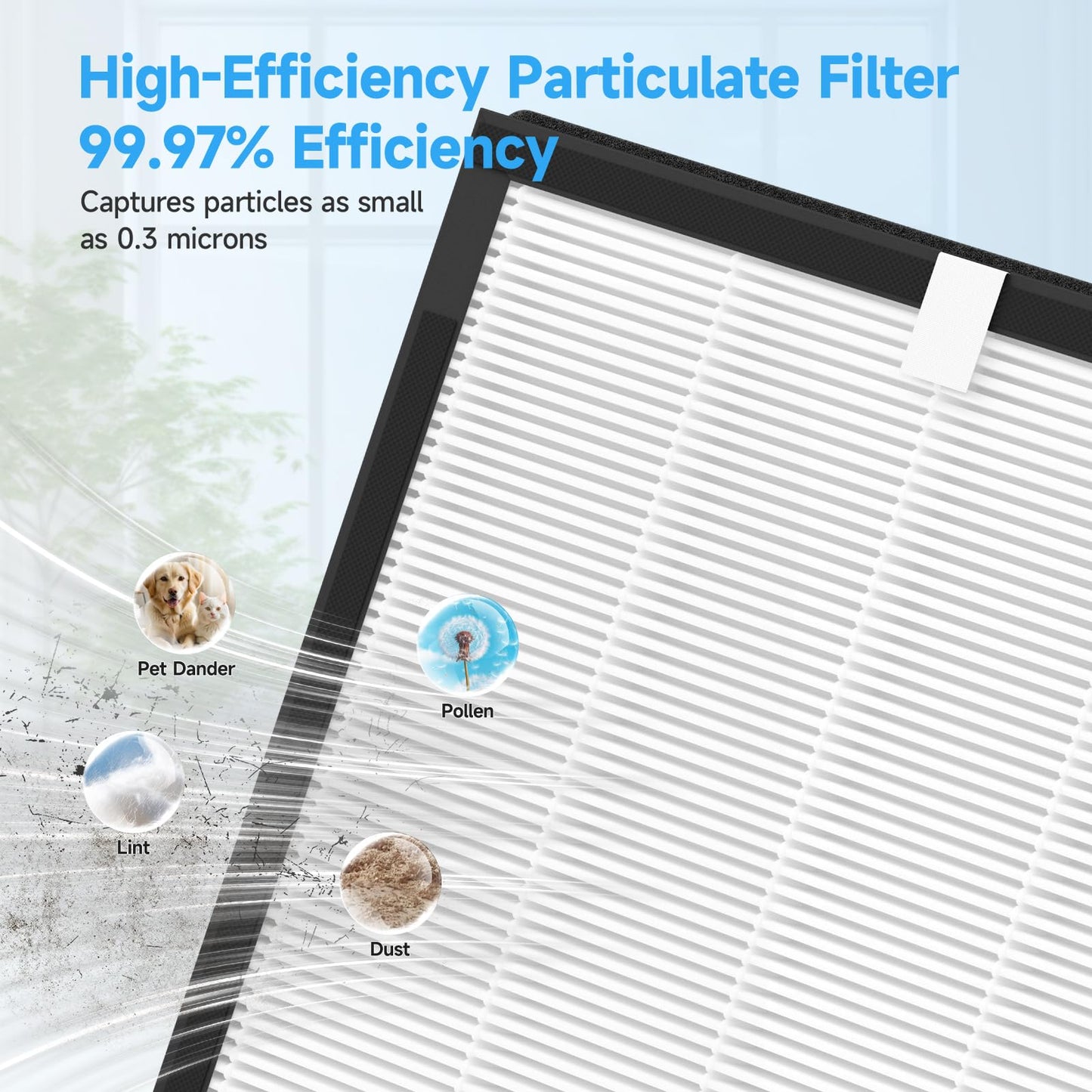 4 Pack True HEPA Replacement Filter Compatible with AMEIFU F3 & Dr.Prepare DAP01 Air Purifier, Double-Sided Filters for Home Large Room with Washable Pre-filter