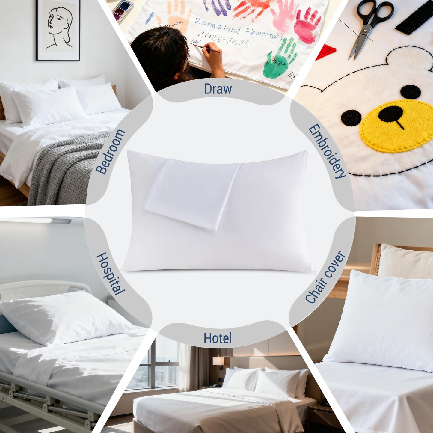 White Pillowcases Standard Size 24 Pack - Bulk Pillow Cases with Envelope Closure, Soft Brushed Microfiber Pillow Covers Hospital Hotel Airb&bs Essentials for Hosts, 20x26