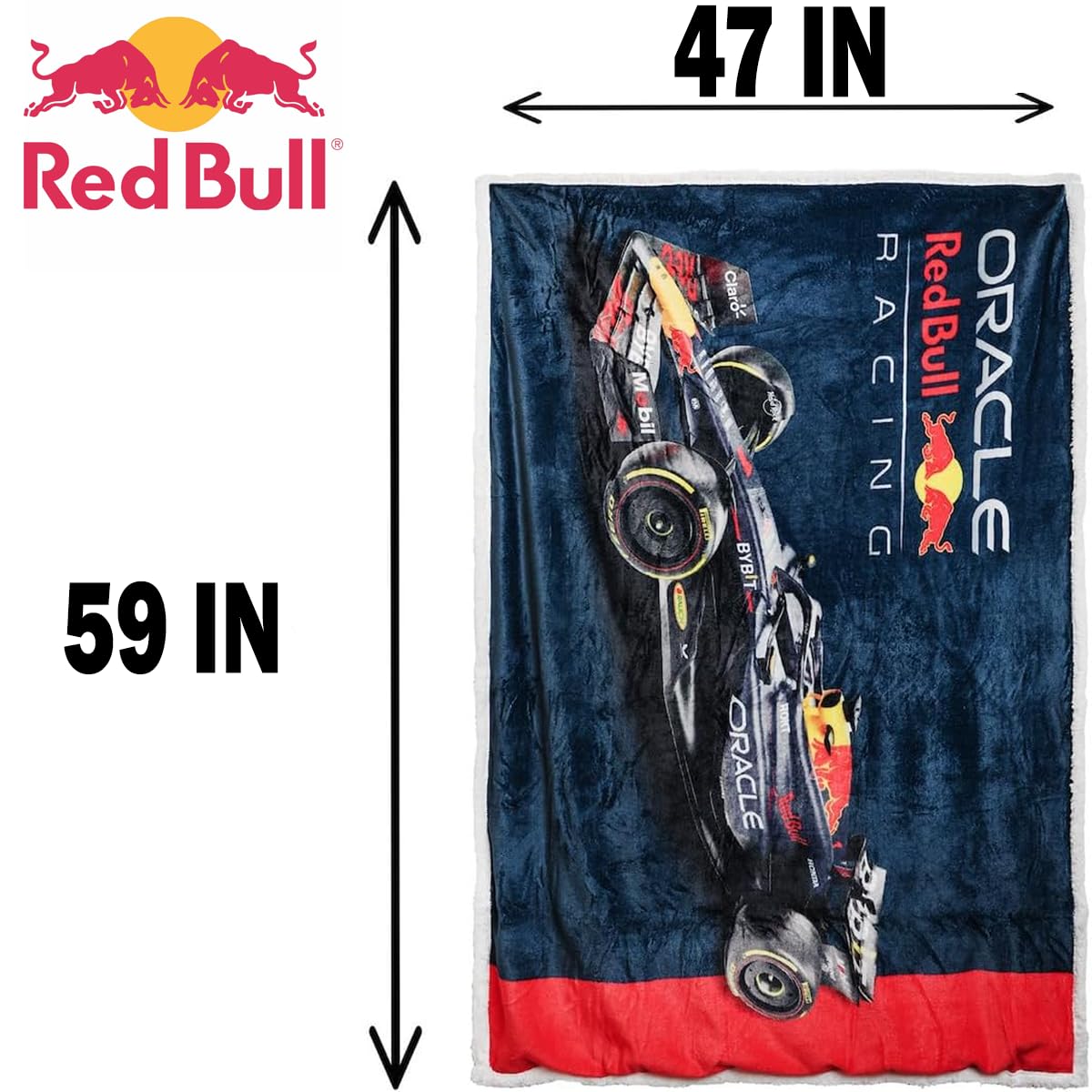 Character World F1 Oracle Red Bull Racing Official Fleece Throw Blanket 47x59 in, Soft Warm Polyester Blanket for Couch, Bed and Travel, Gift for Motorsport Fans