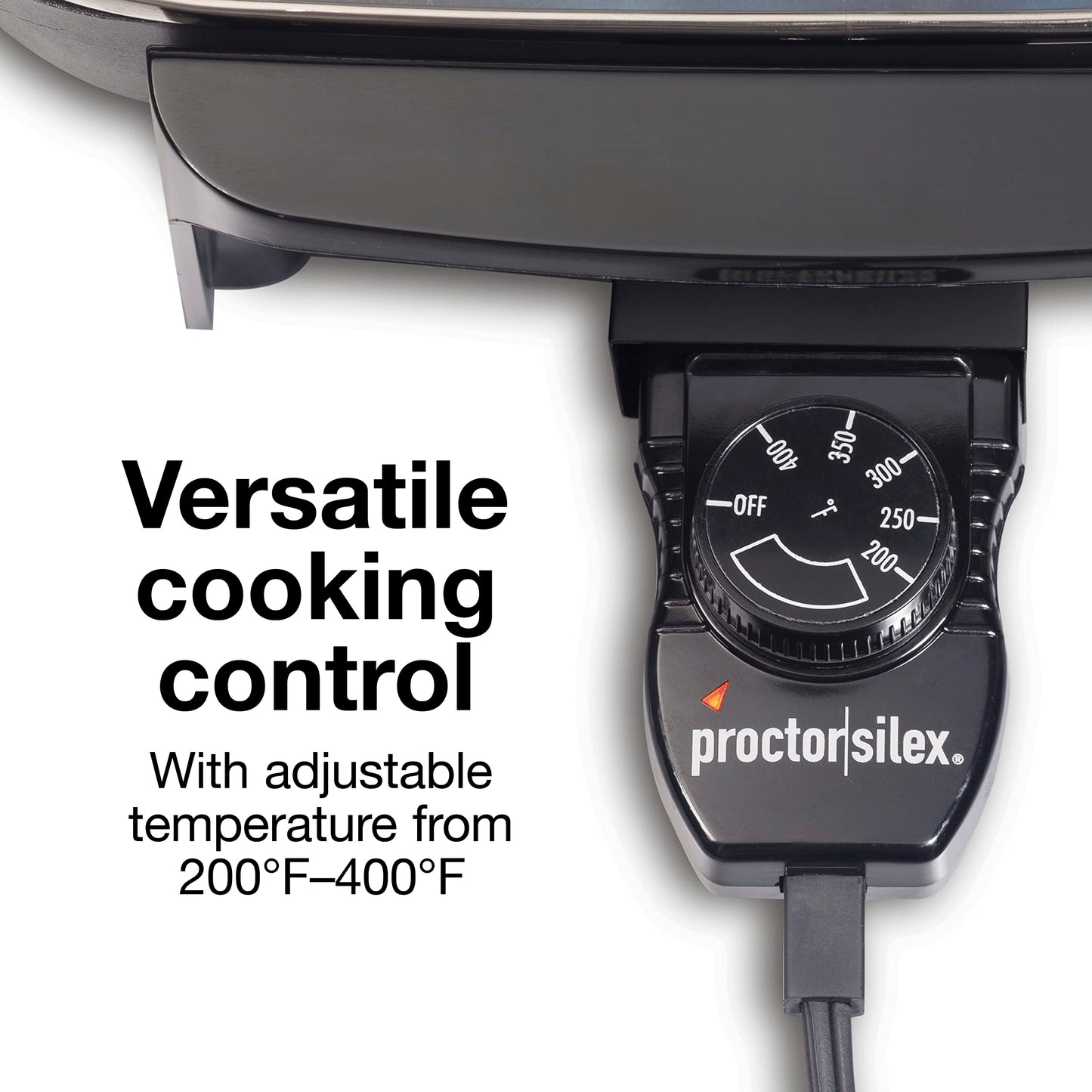 Proctor Silex Electric Skillet with Lid, 116 sq. in. Nonstick Cooking Surface for Frying, Sauteing, Simmering and Braising, Adjustable Temp 200° to 400° F, Black (38526PS)