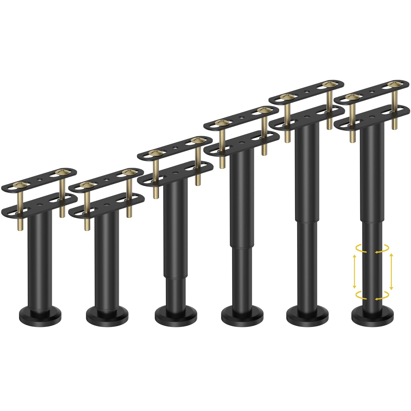 Wlrrcwdttc 6 Pcs Adjustable Height Bed Support Legs 7.08-12.6 inch, Bed Frame Center Support Legs for Bed Frame/Bed Center Slat/Furniture, Heavy Duty Metal Bed Replacement Legs Bed Slats Support Legs