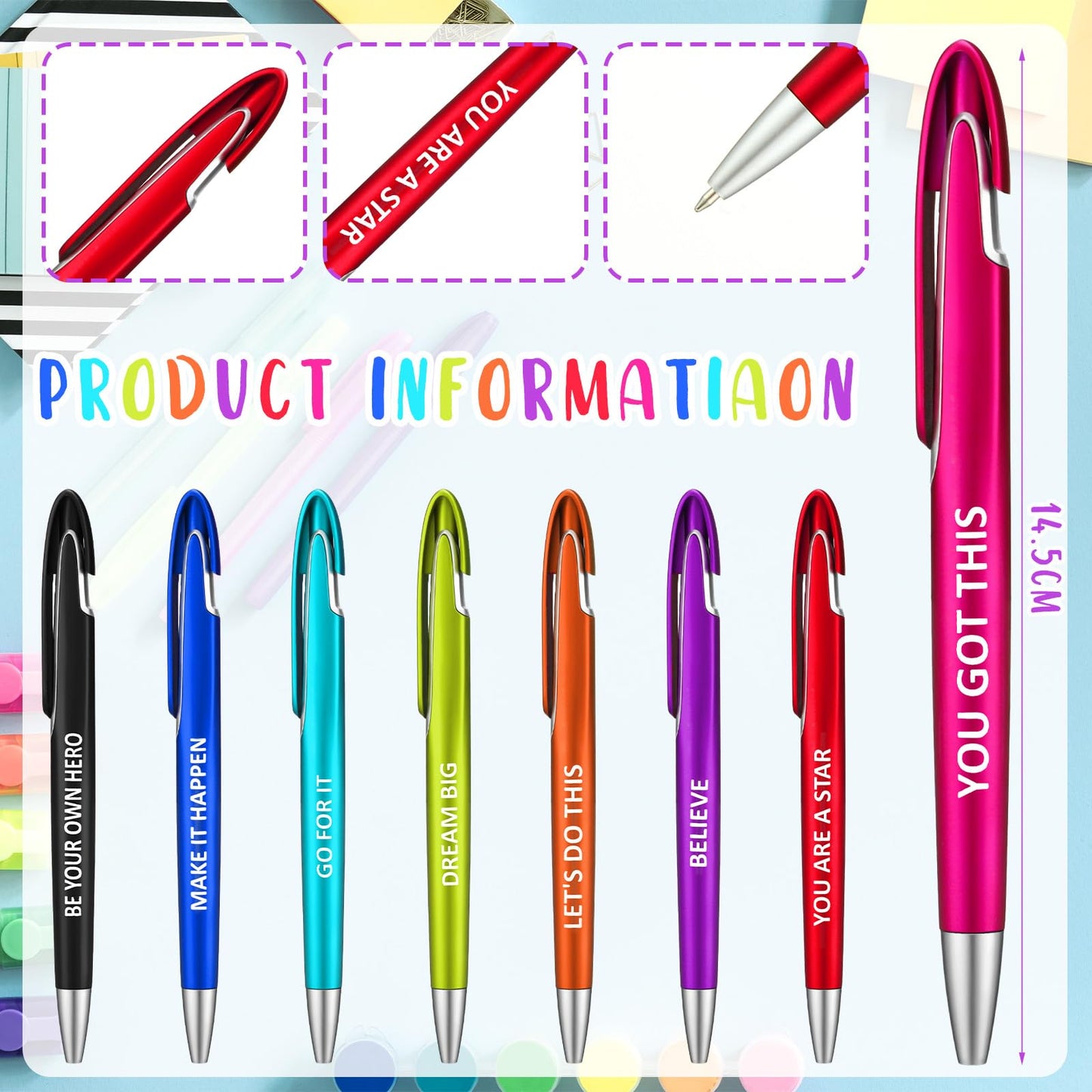 Lincia 100 Pcs Positive Theme Ballpoint Pens Bulk with Inspirational Quotes Retractable Medium Point Affirmation Pens with Black Ink Thank You Gifts for Back to School, Nurse, Teacher