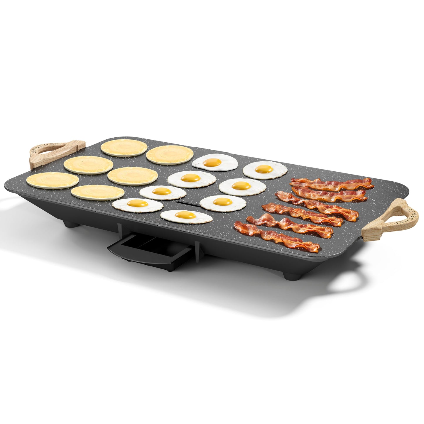 12x20inch Electric Griddle by BBQ Masters, 1700W Fast Even Heating, ILAG Granite Nonstick, Sloped Cooking Surface, Frameless Design for Easy Cleaning, Great for Family Gatherings, Black