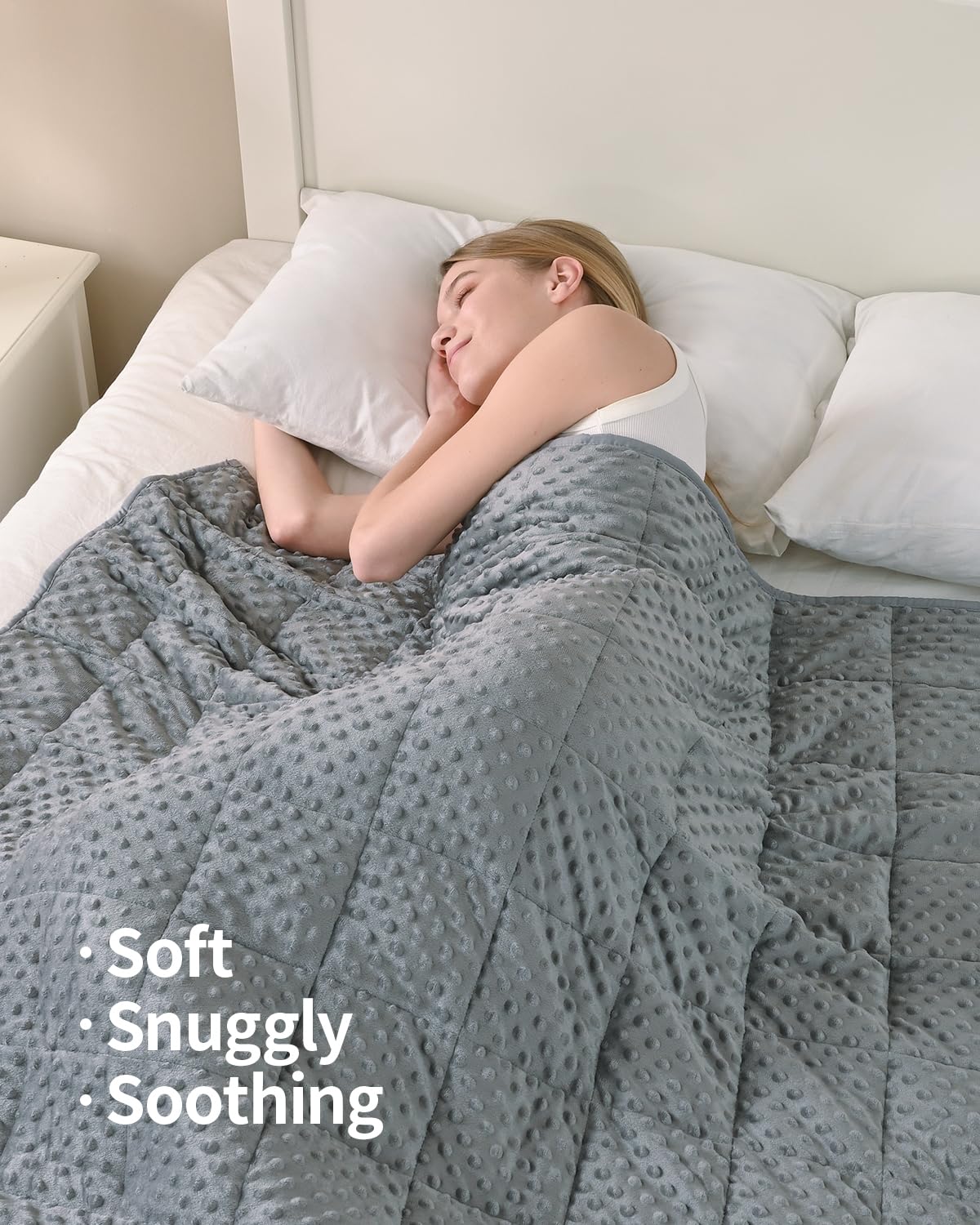 Mr. Sandman Weighted Blanket for Adults, Minky Dots Heavy Blanket for Woman, Man Sleeping and Calm, Soft and Cozy Cooling Weighted Throw Blankets, Machine Washable, 48 x 72in, 15 lbs, Grey