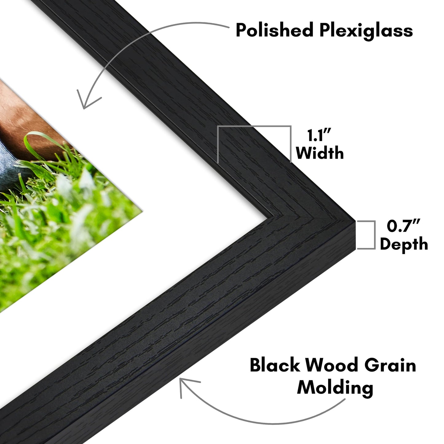 Americanflat 22x28 Poster Frame with Polished Plexiglass - Use as 18x24 Frame with Mat - Hudson Collection - Wide Picture Frames for Wall Display - Black