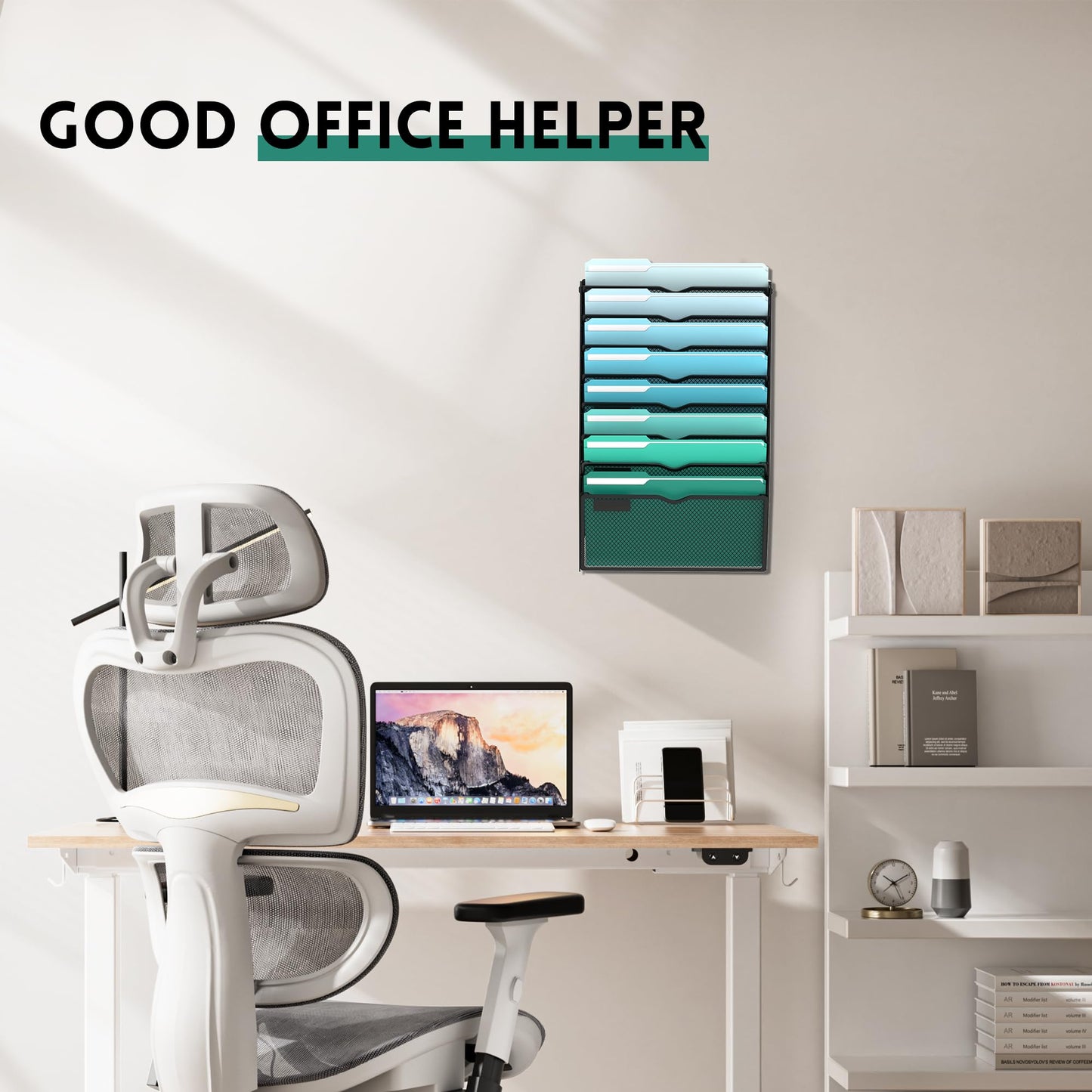 SUPEASY 8-Tier Wall File Organizer, Hanging Wall Files for Papers, Folders, Magazines, Wall Organizer for Clipboard, Assembly Needed, Black, 2 Pack