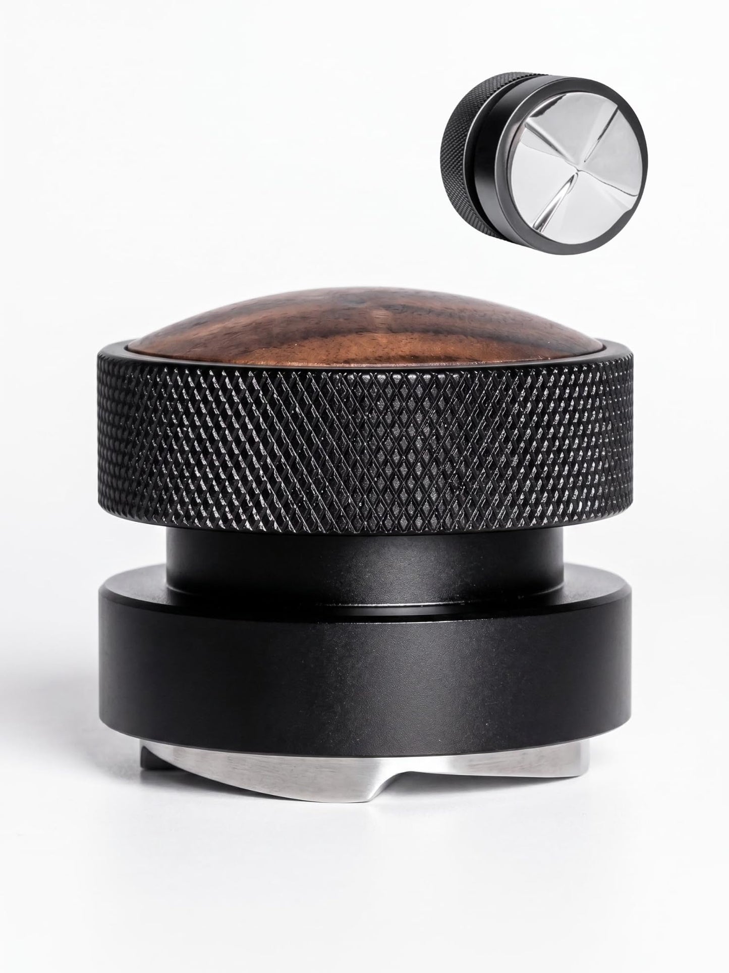 Ompellus 53mm Walnut Espresso Distributer, Gravity Adaptive Espresso Distribution Tool | Coffee Leveler Tool for Breville 54mm Portafilters | 304 Stainless Steel Base