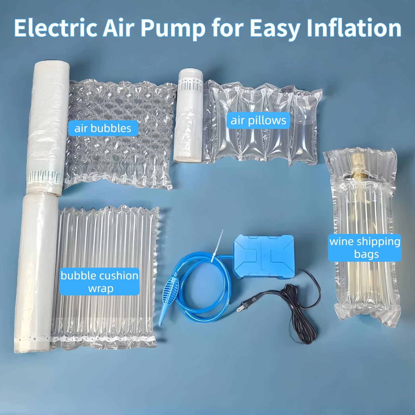 Air Bags for Packing 400 Count Inflatable Air Pillows for Shipping with pump 4.72"x7.87" Recyclable Packaging Filler Shipping Supplies Box Alternative to Packing Peanuts Purse Stuffers for Shape
